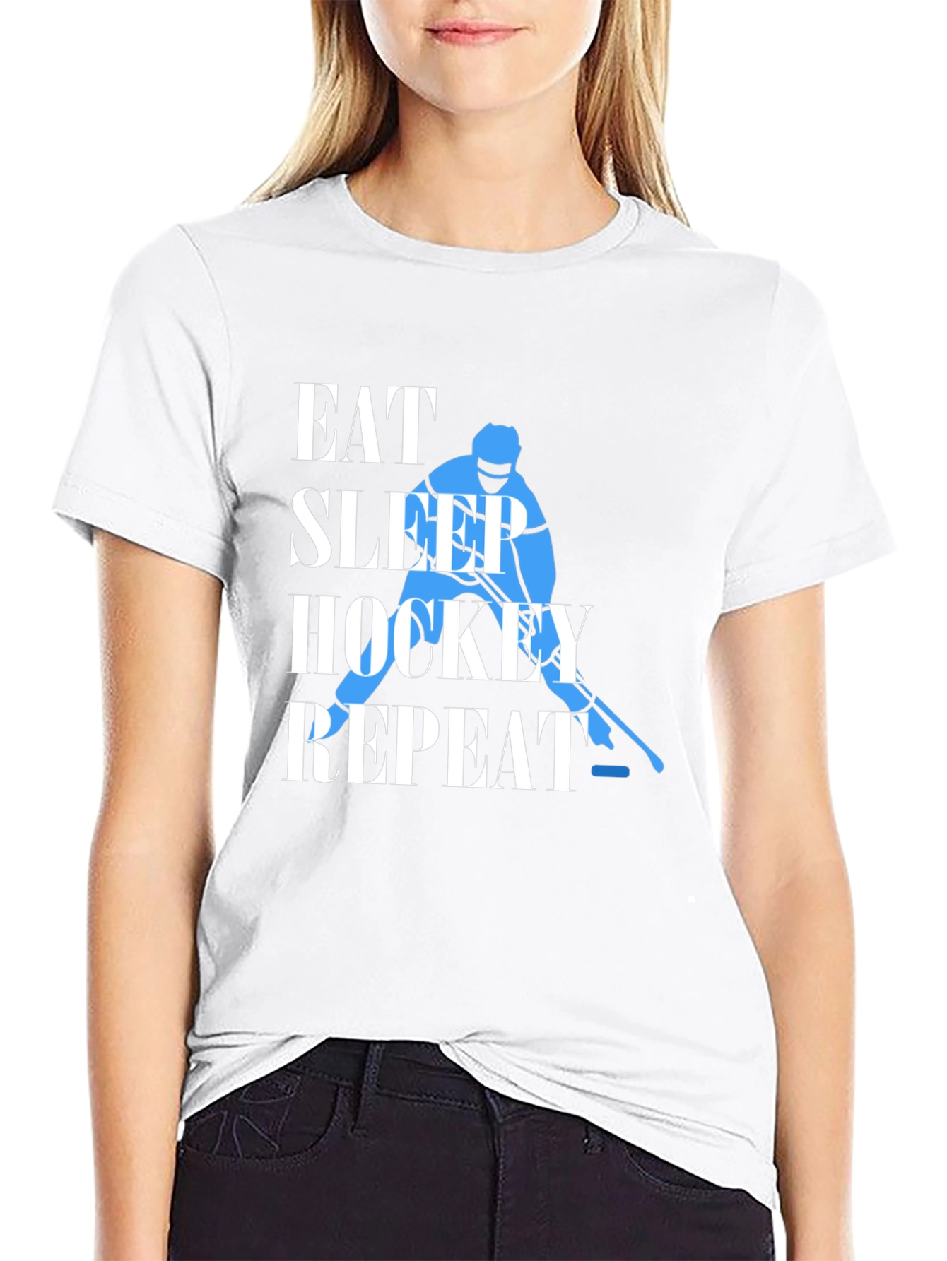 Eat Sleep Hockey Repeat Graphic Tee