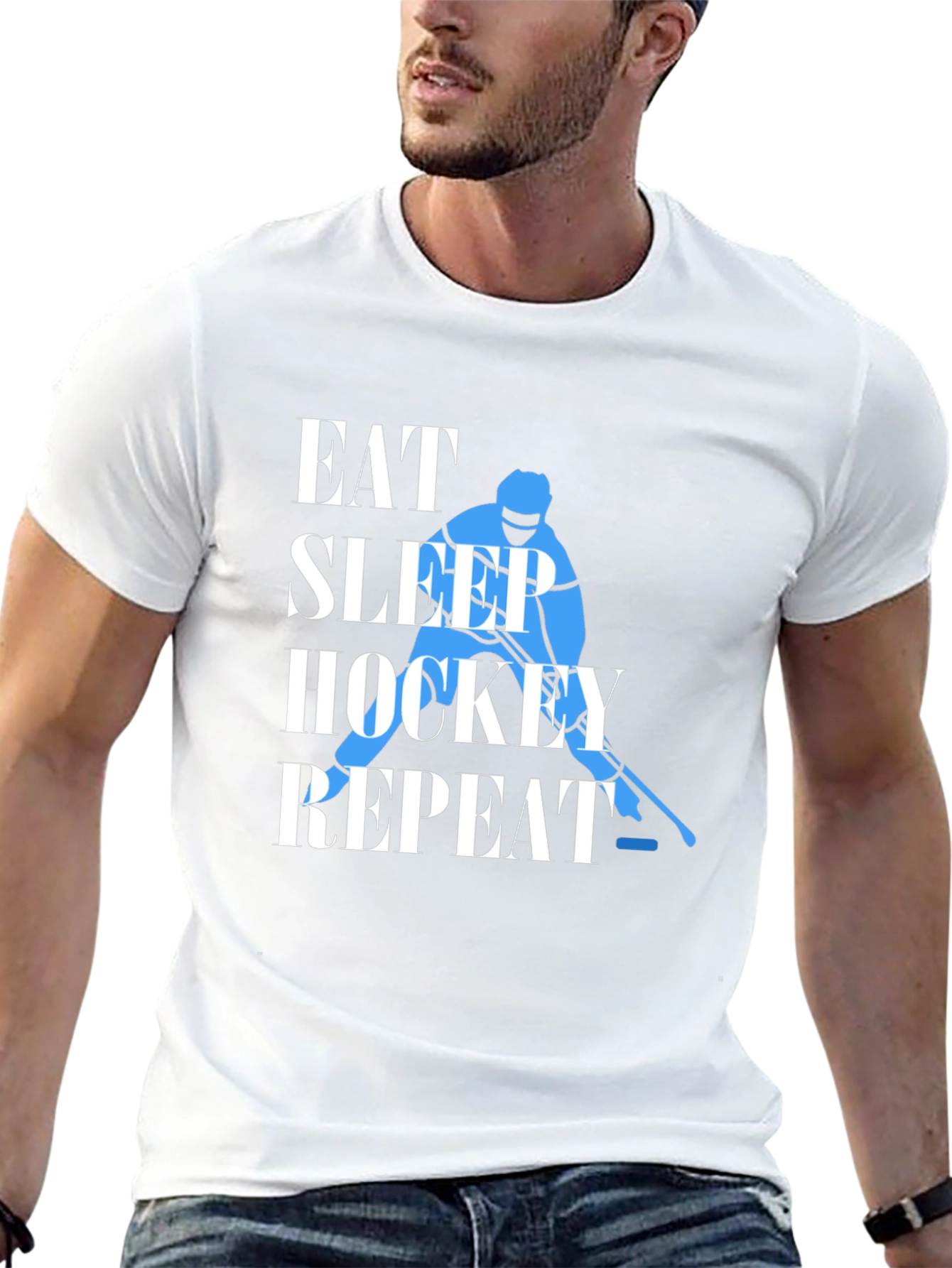 Eat Sleep Hockey Repeat Graphic Tee