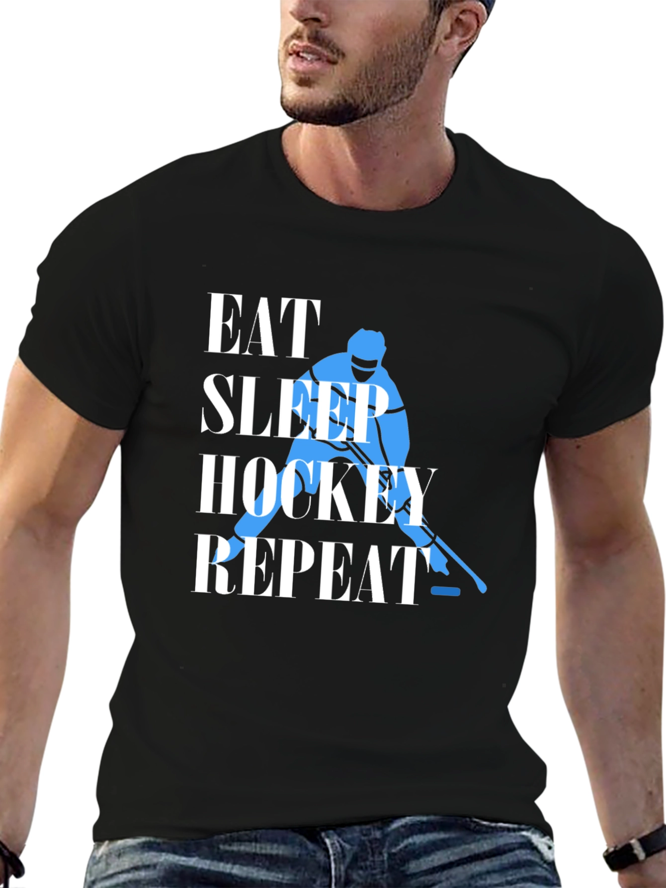 Eat Sleep Hockey Repeat Graphic Tee