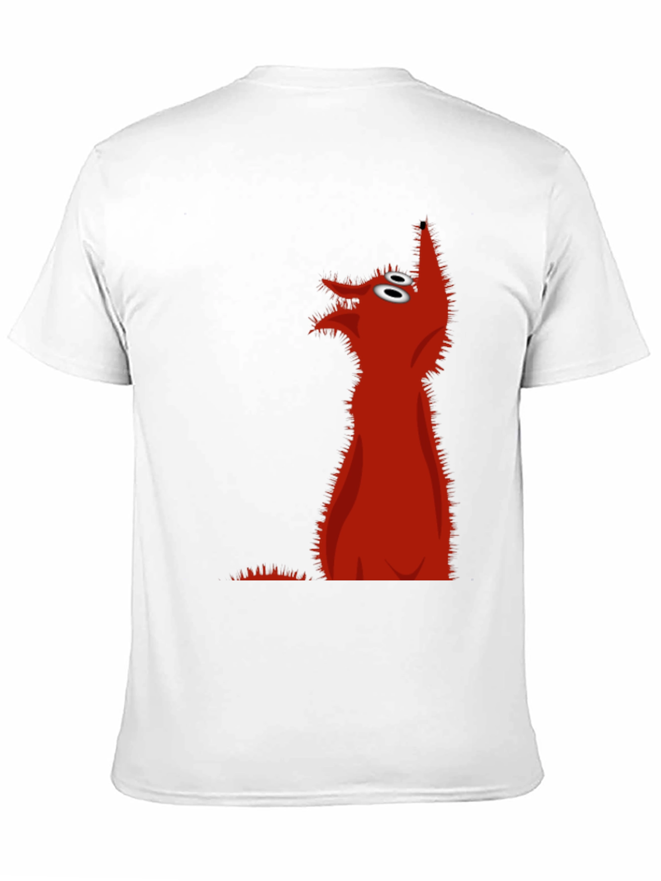 Red Cartoon Wolf Black T-Shirt