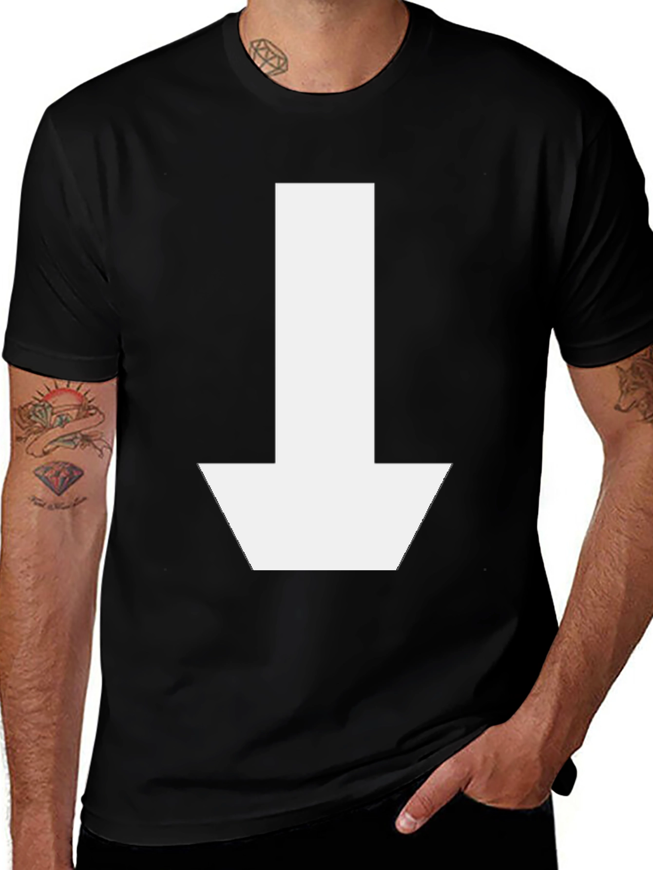 Down Arrow Graphic T-Shirt - Casual Black Tee