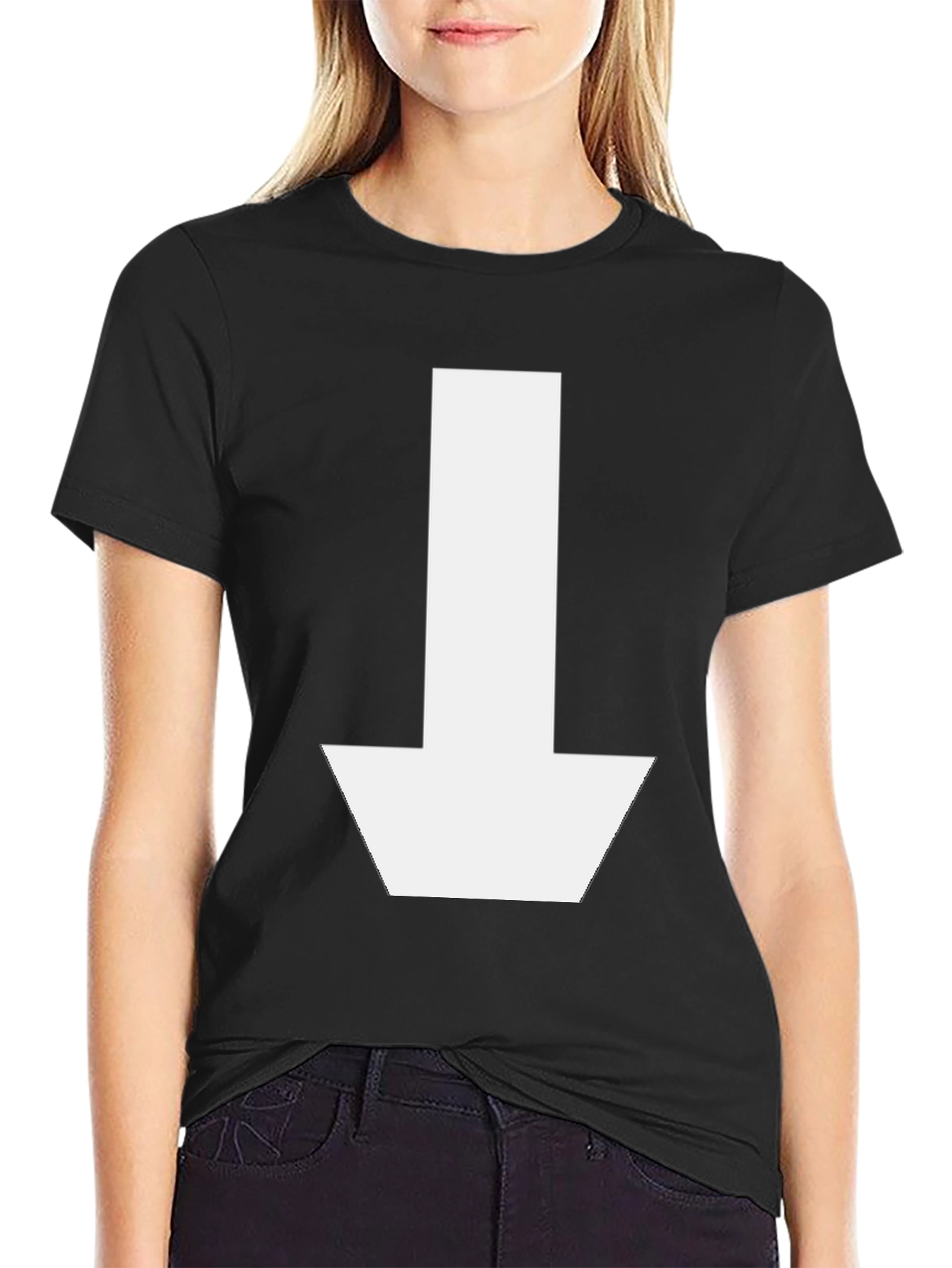 Down Arrow Graphic T-Shirt - Casual Black Tee