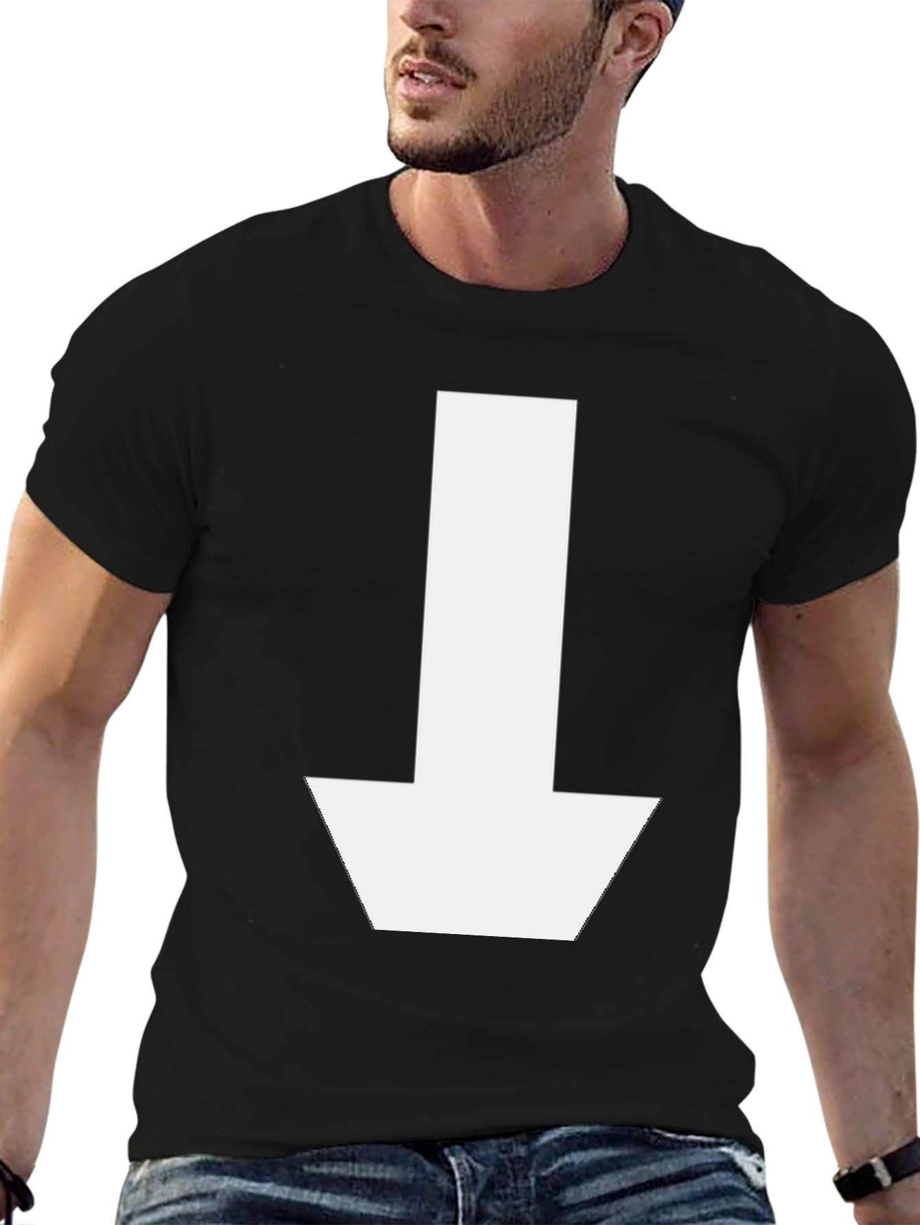 Down Arrow Graphic T-Shirt - Casual Black Tee