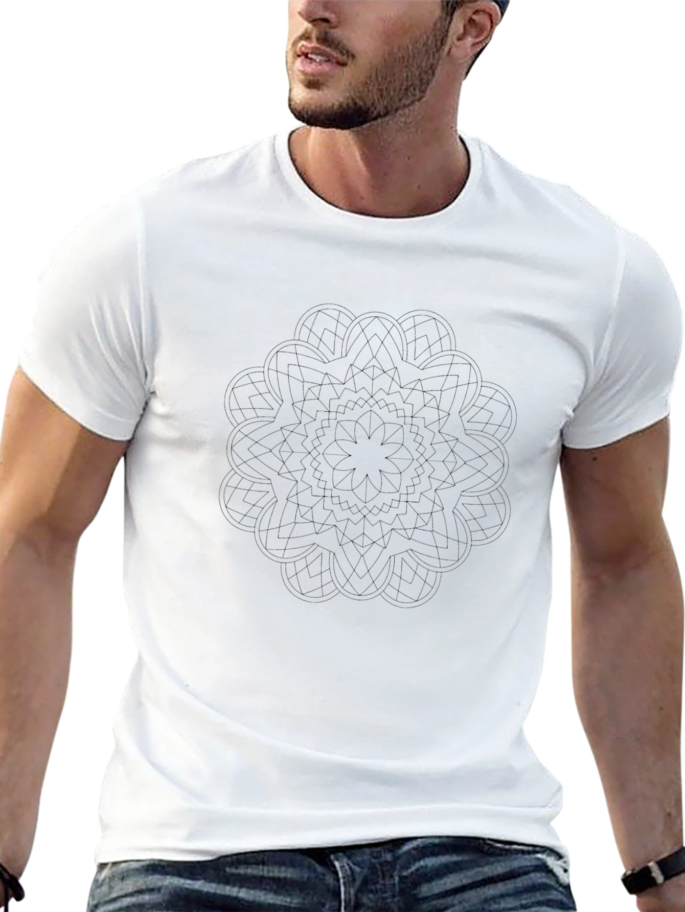 Geometric Mandala Tee - Stylish Black T-Shirt