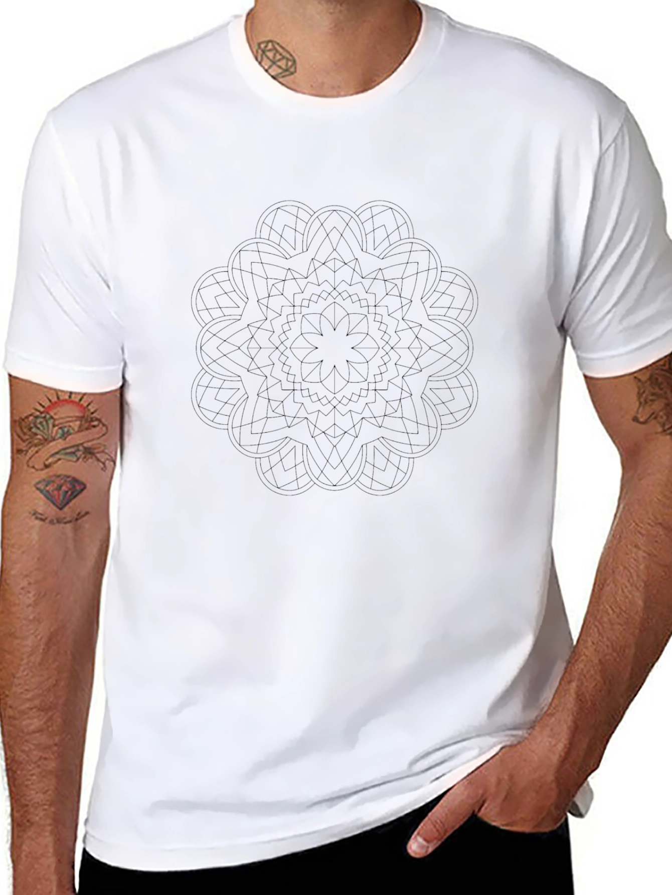 Geometric Mandala Tee - Stylish Black T-Shirt