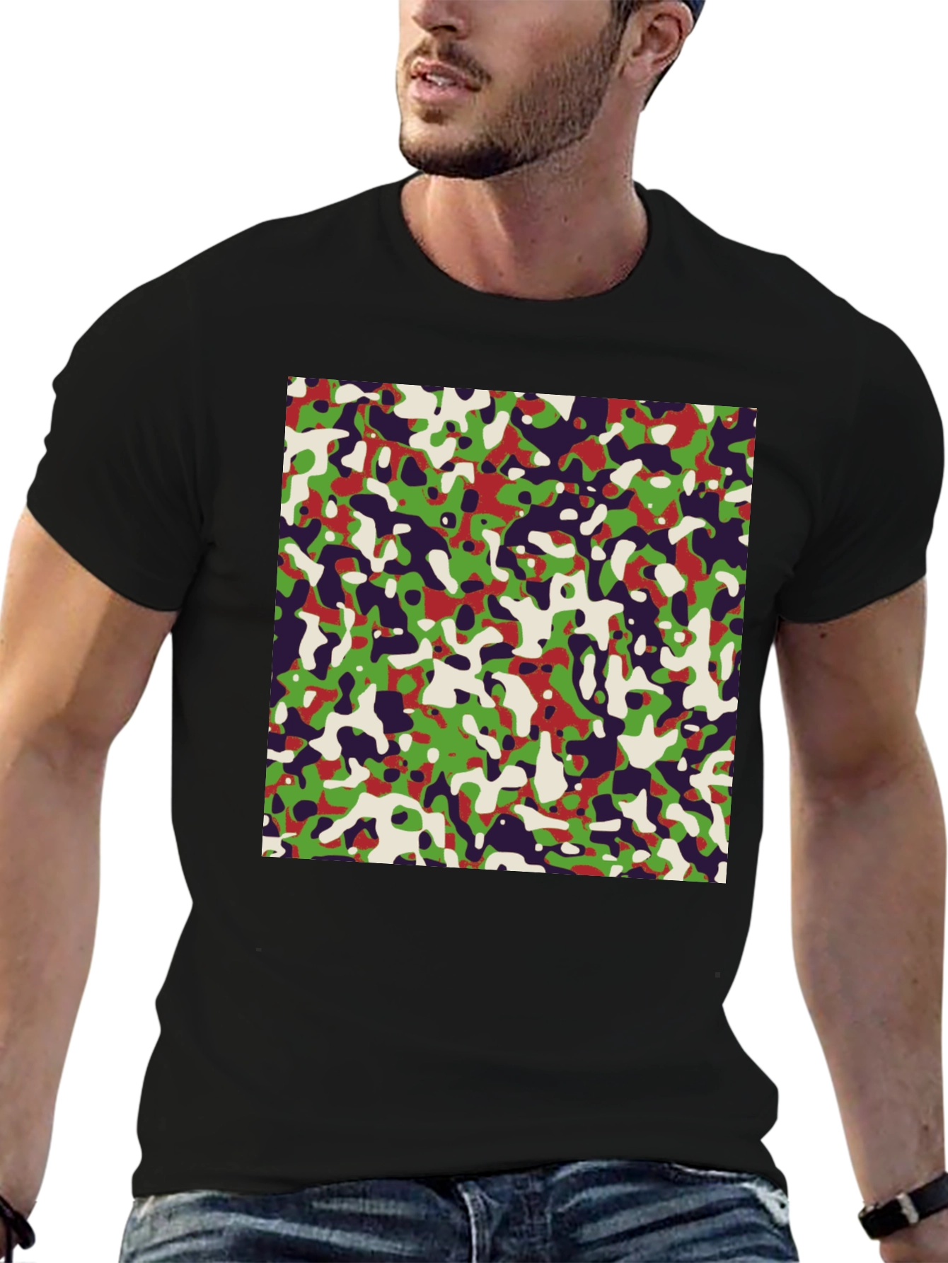 Abstract Camo Graphic Tee - Modern Urban Style