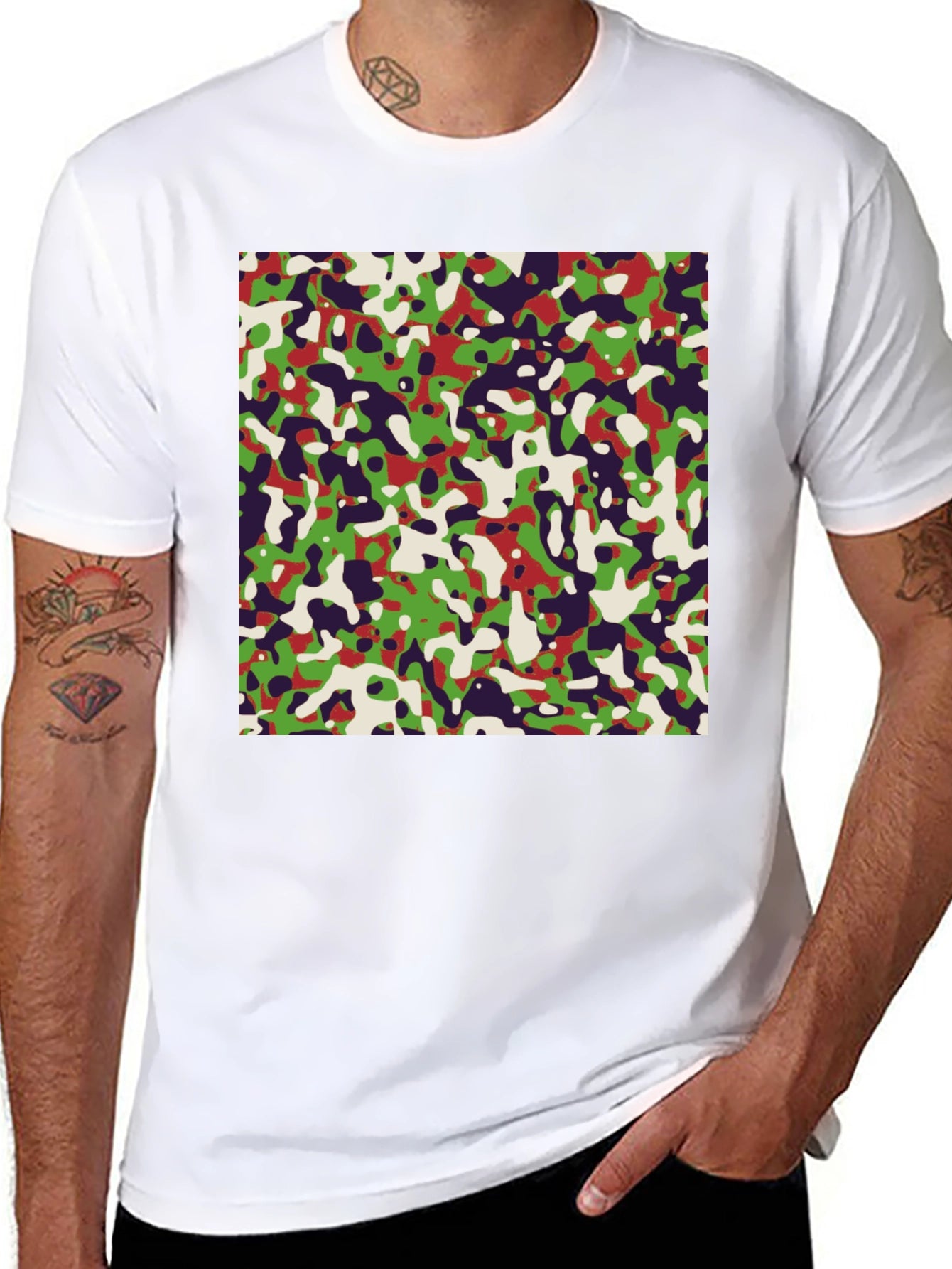 Abstract Camo Graphic Tee - Modern Urban Style