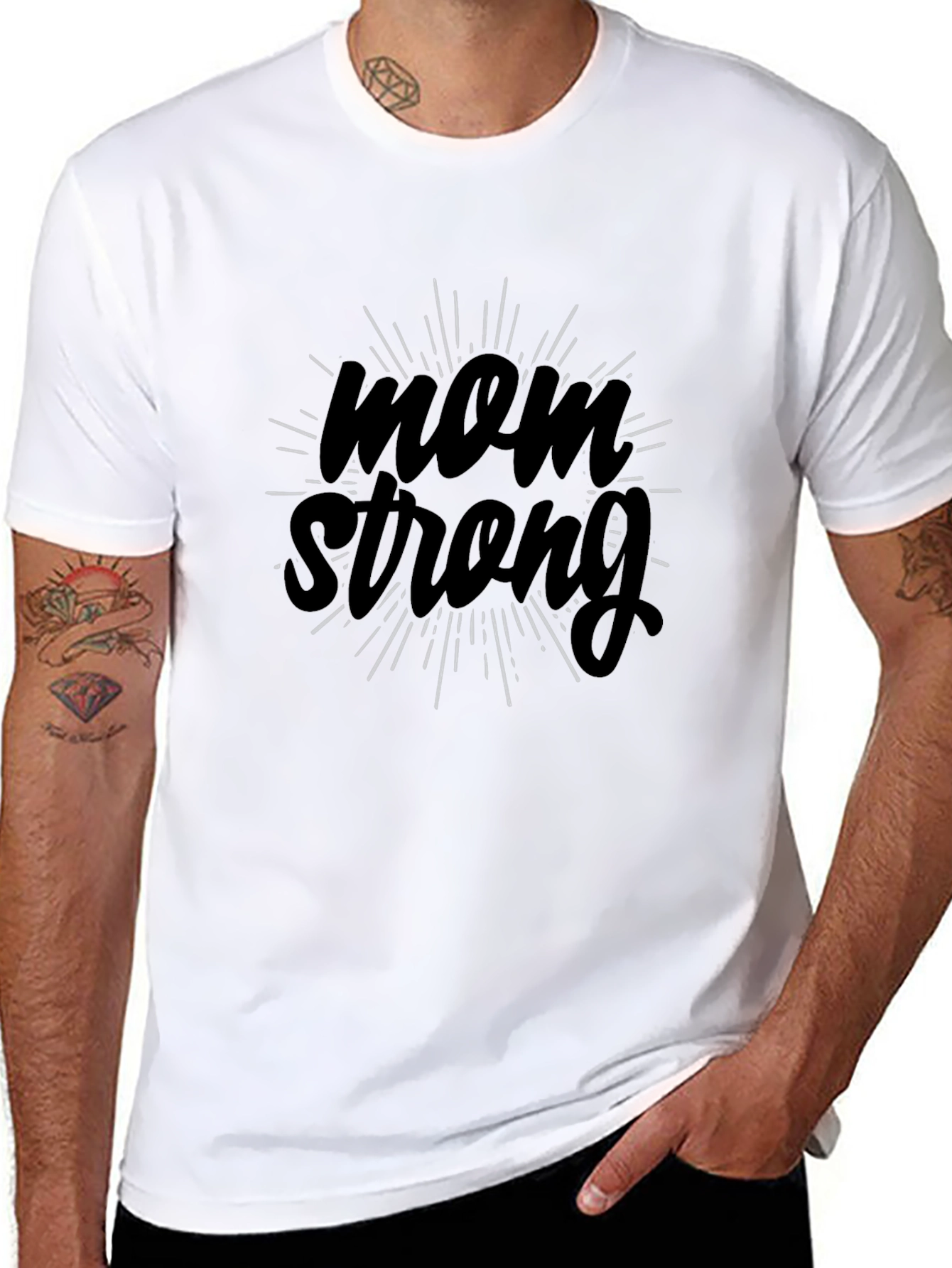Mom Strong Graphic T-Shirt - Black Cotton Blend