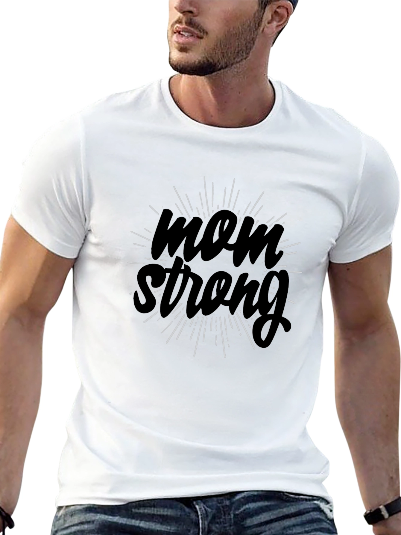 Mom Strong Graphic T-Shirt - Black Cotton Blend
