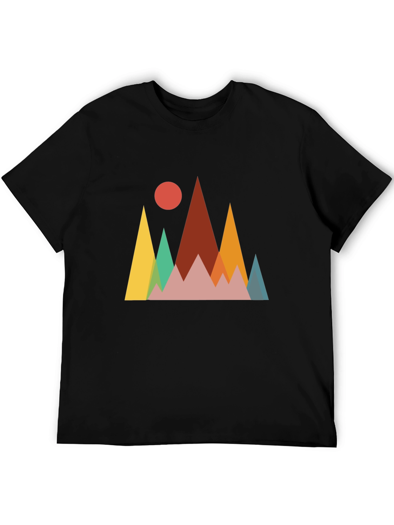 Geometric Mountainscape Graphic Tee - Black