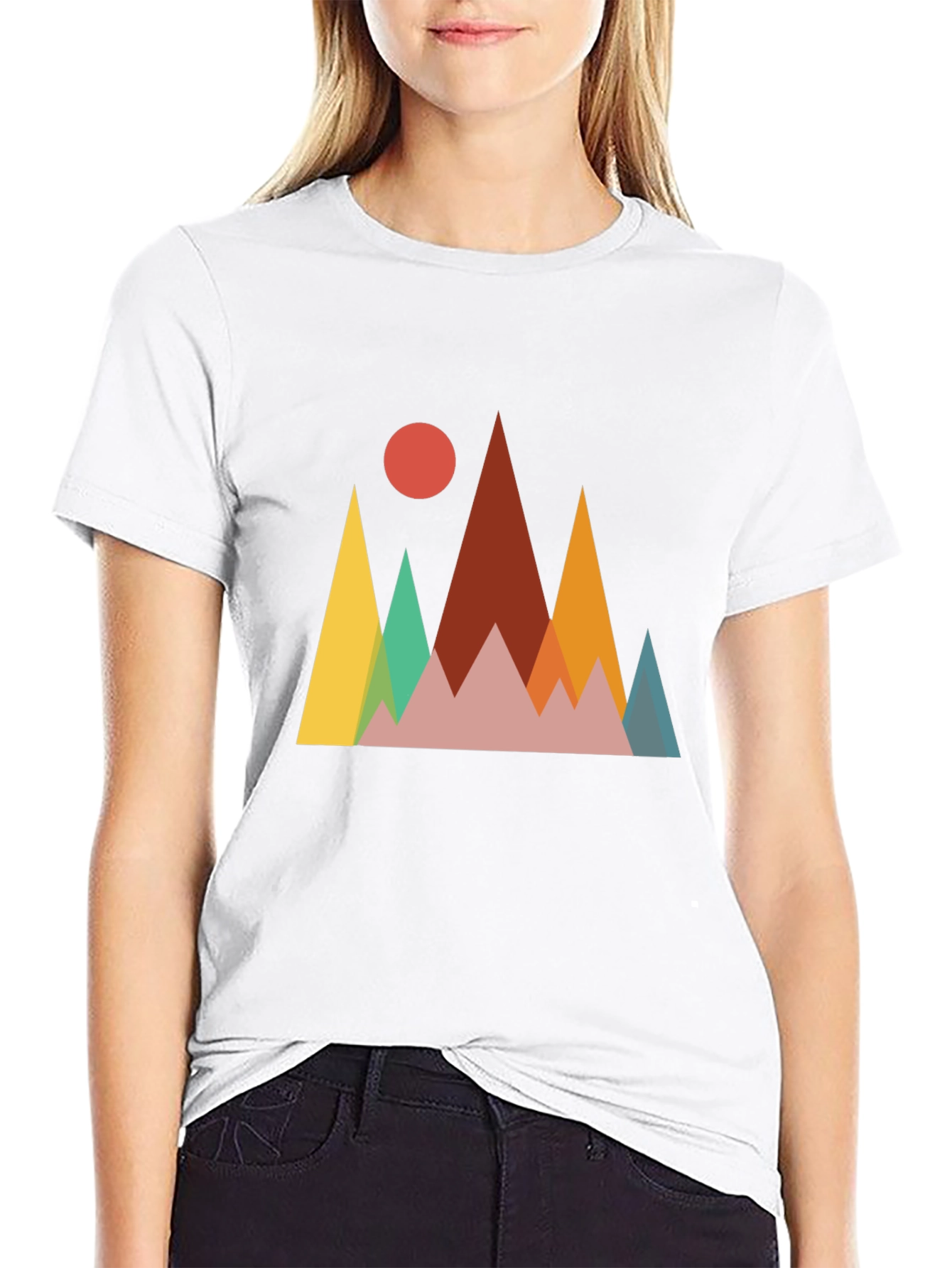 Geometric Mountainscape Graphic Tee - Black