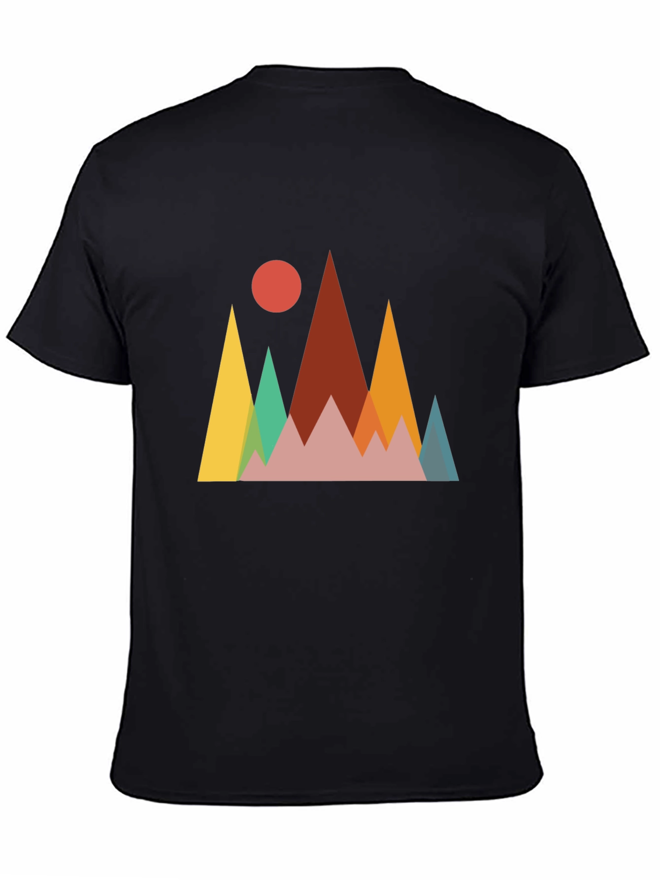 Geometric Mountainscape Graphic Tee - Black