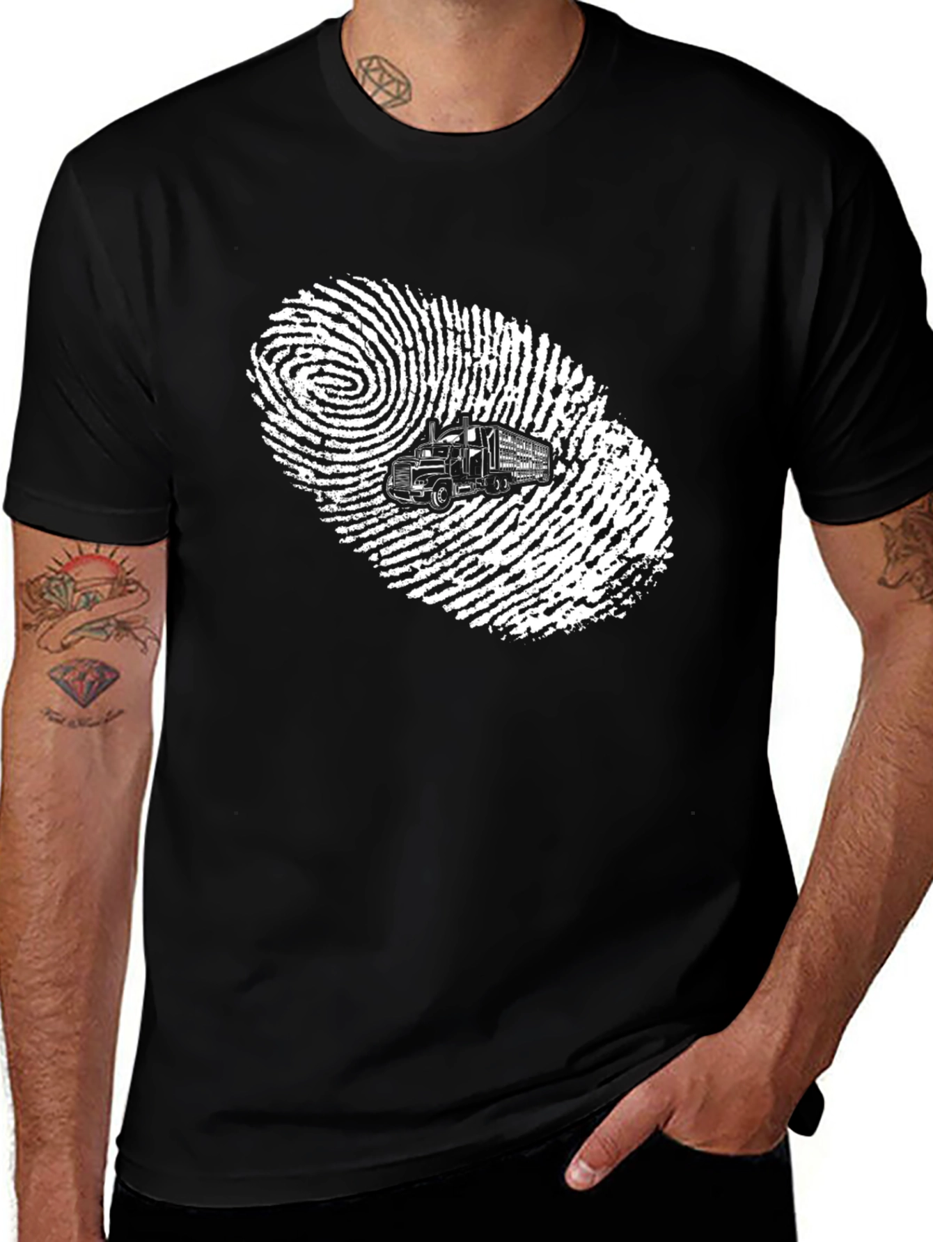 Truckers Identity T-Shirt - Unique Fingerprint Design