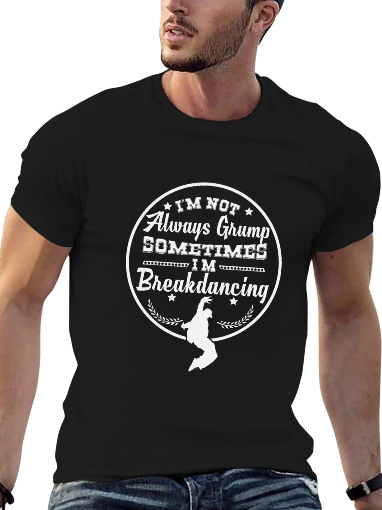Grump Breakdancing Graphic Tee - Black