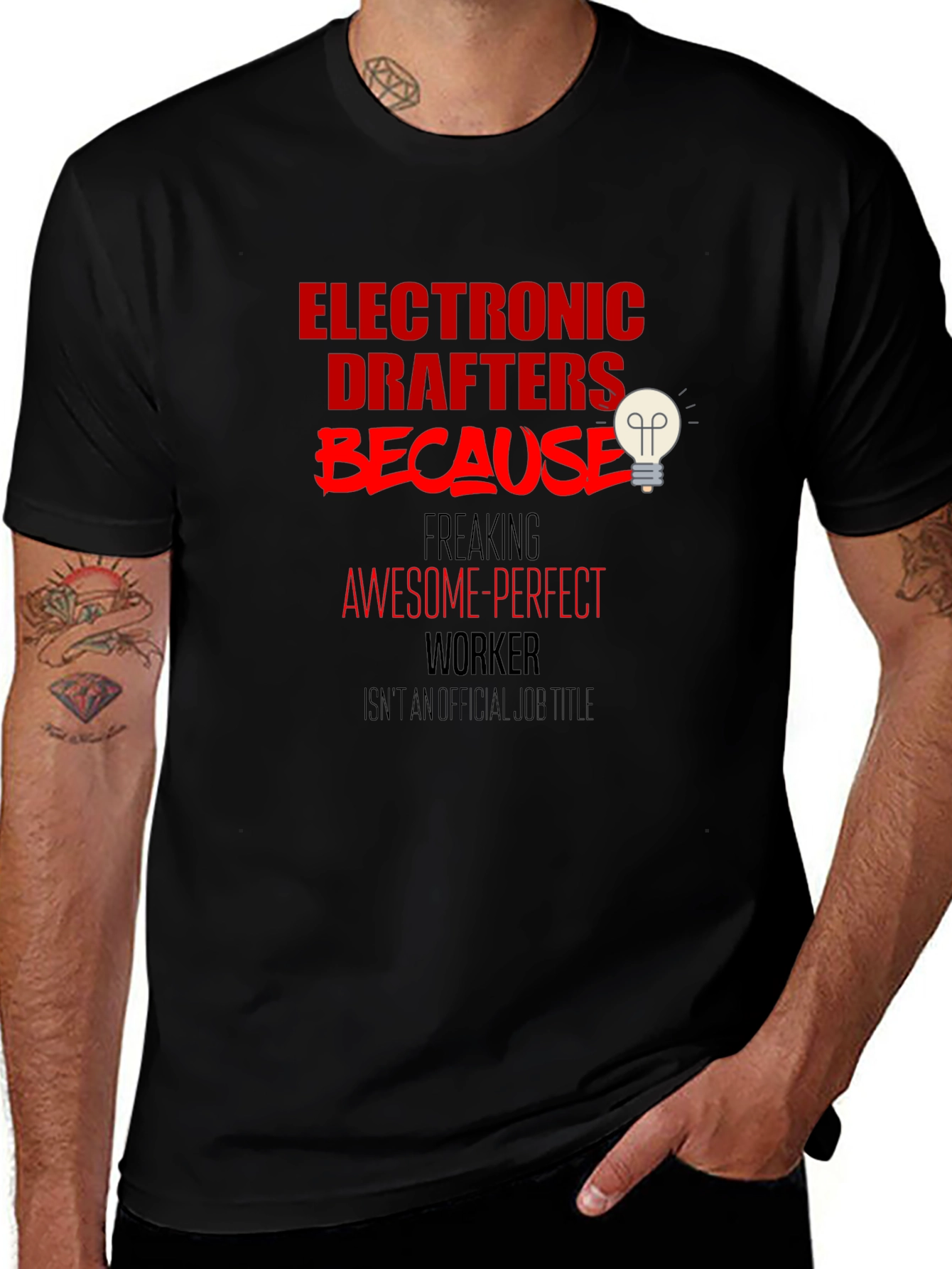 Electronic Drafters Awesome Worker Black T-Shirt