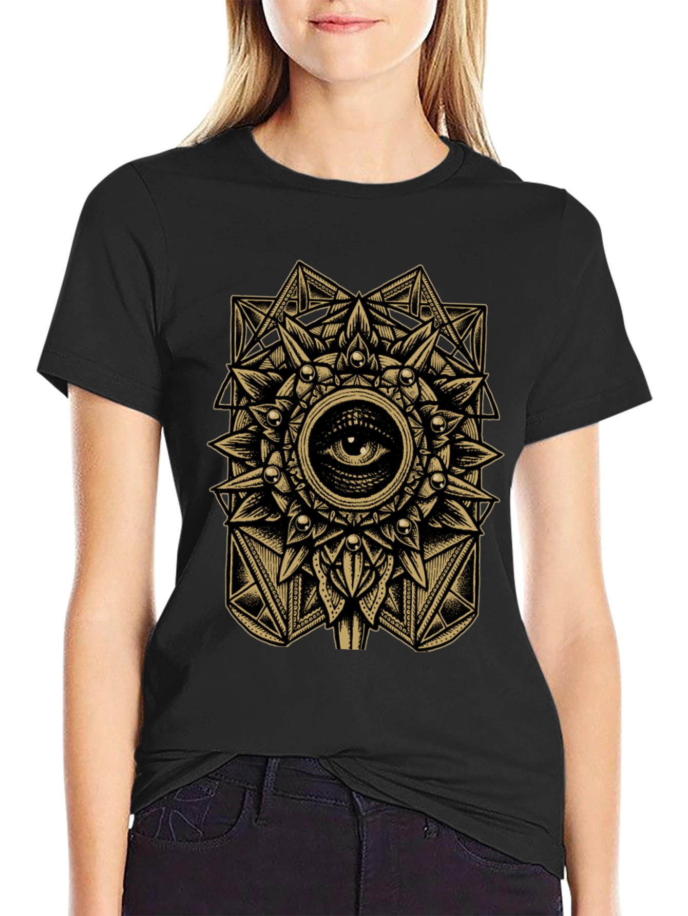 Mystic Eye Mandala Graphic Tee - Black