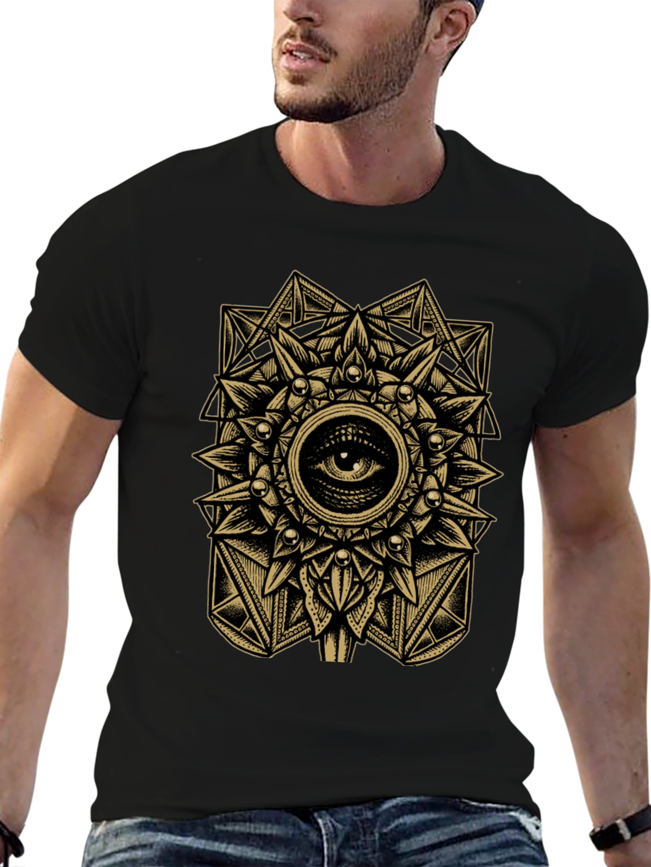 Mystic Eye Mandala Graphic Tee - Black