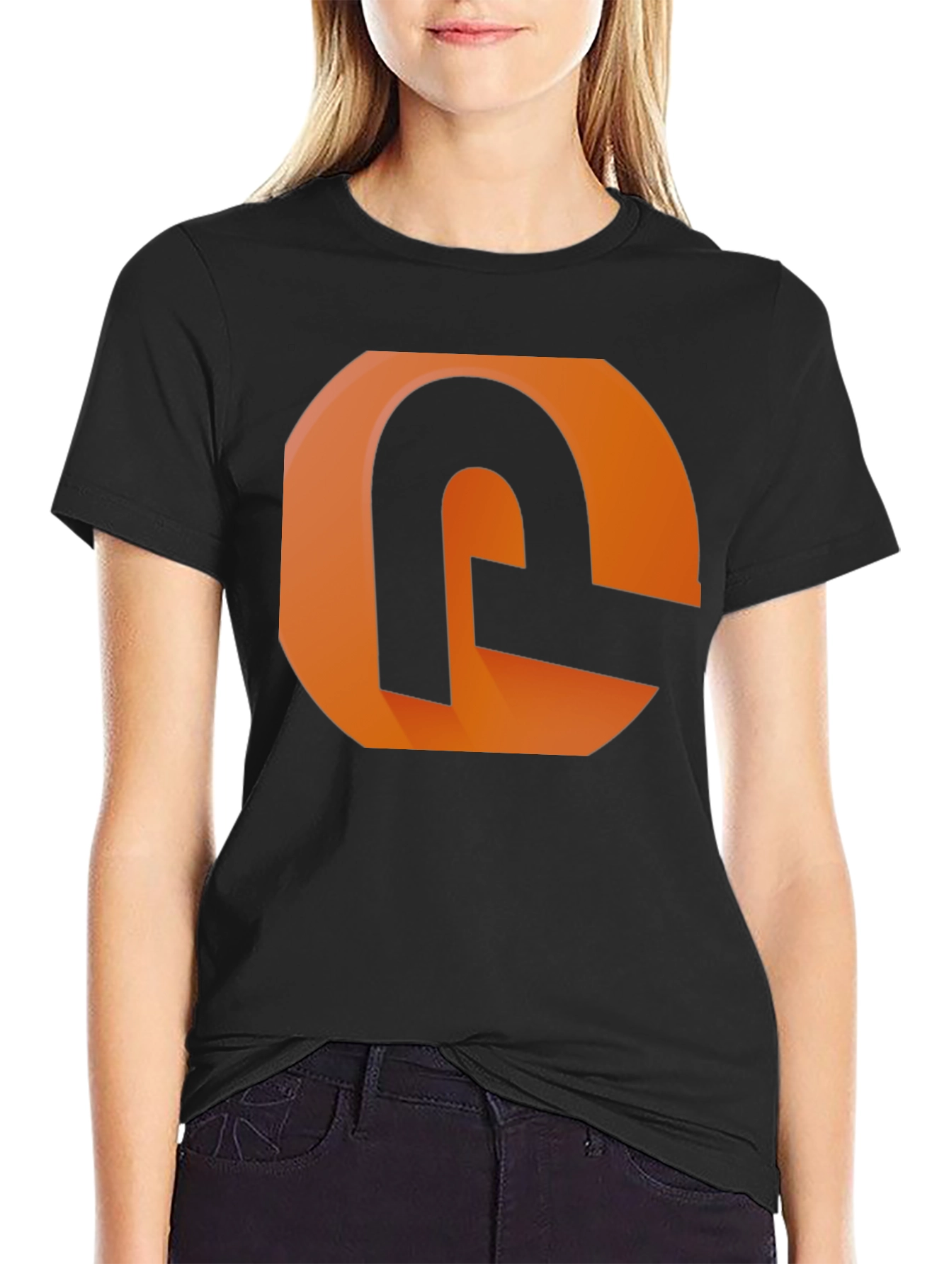 Modern Graphic Tee - Orange and Black Design
