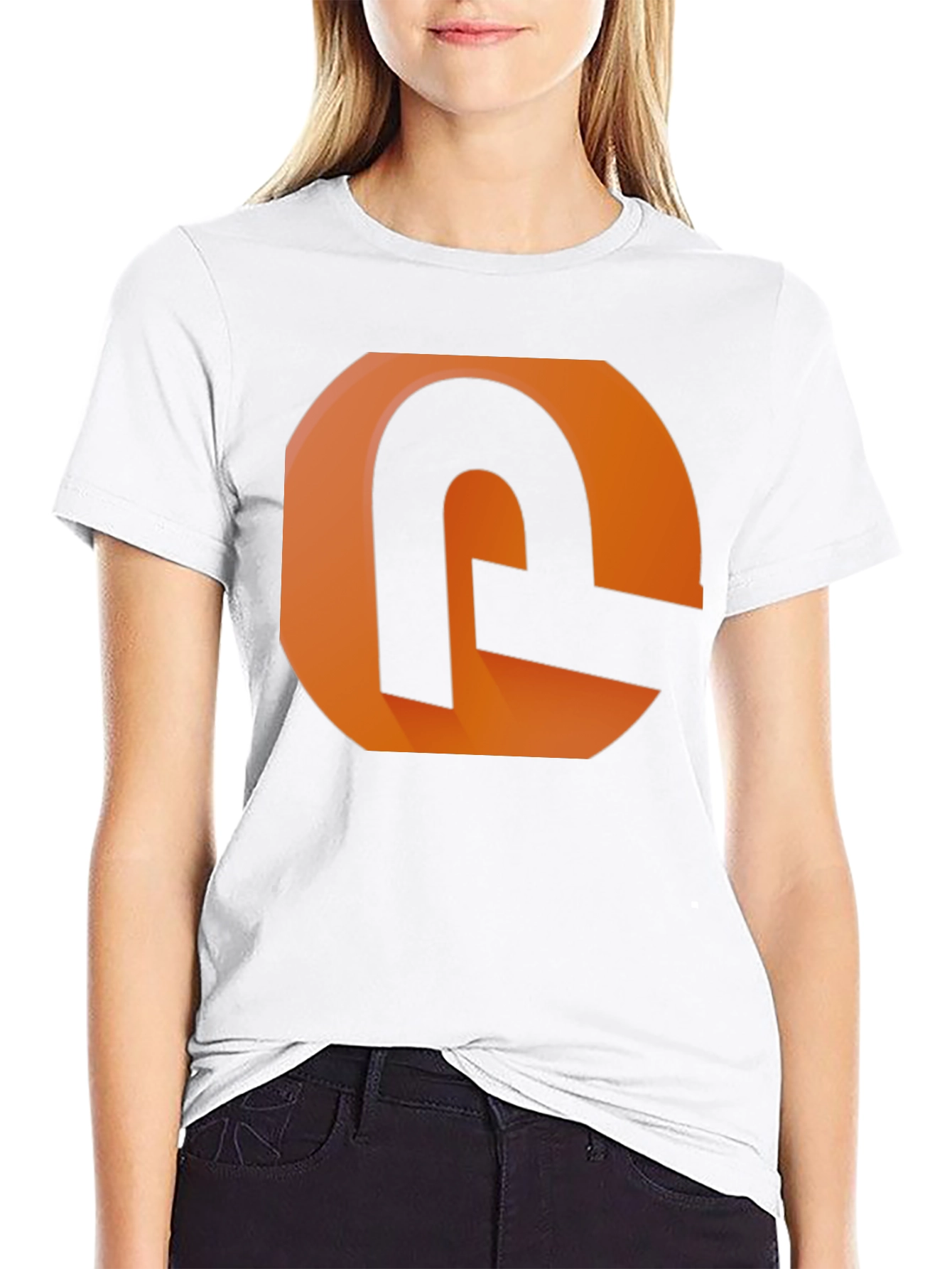Modern Graphic Tee - Orange and Black Design