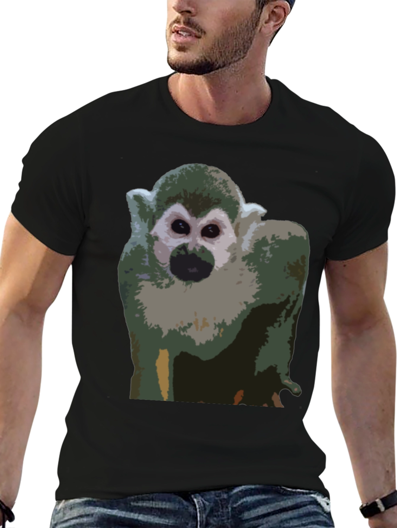Monkey Graphic T-Shirt - Black Cotton Tee