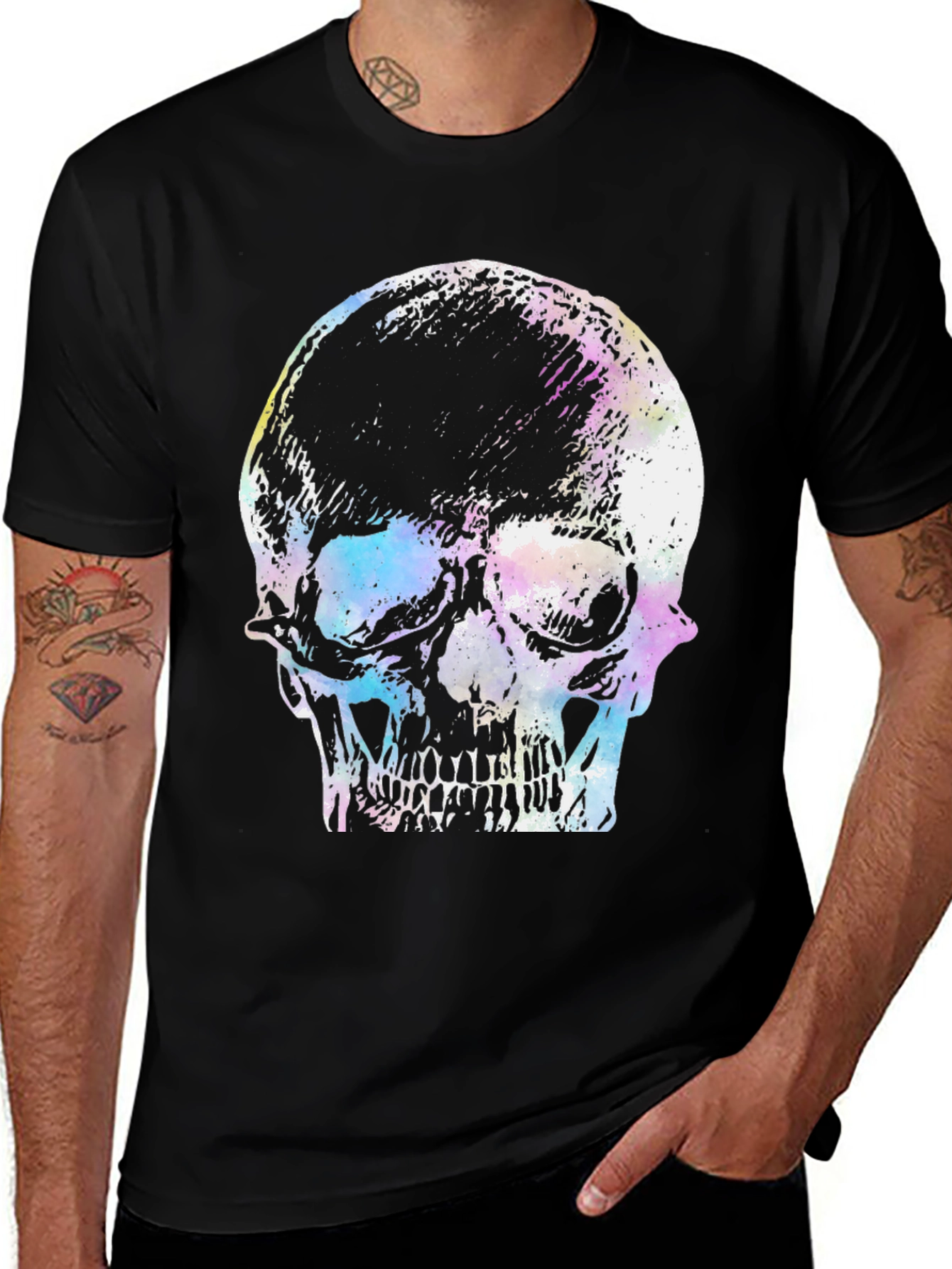 Skull Graphic Print T-Shirt - Black