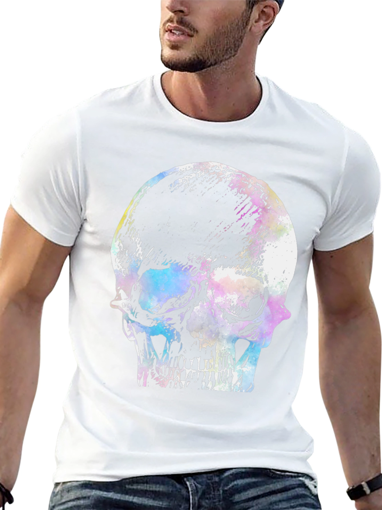 Skull Graphic Print T-Shirt - Black