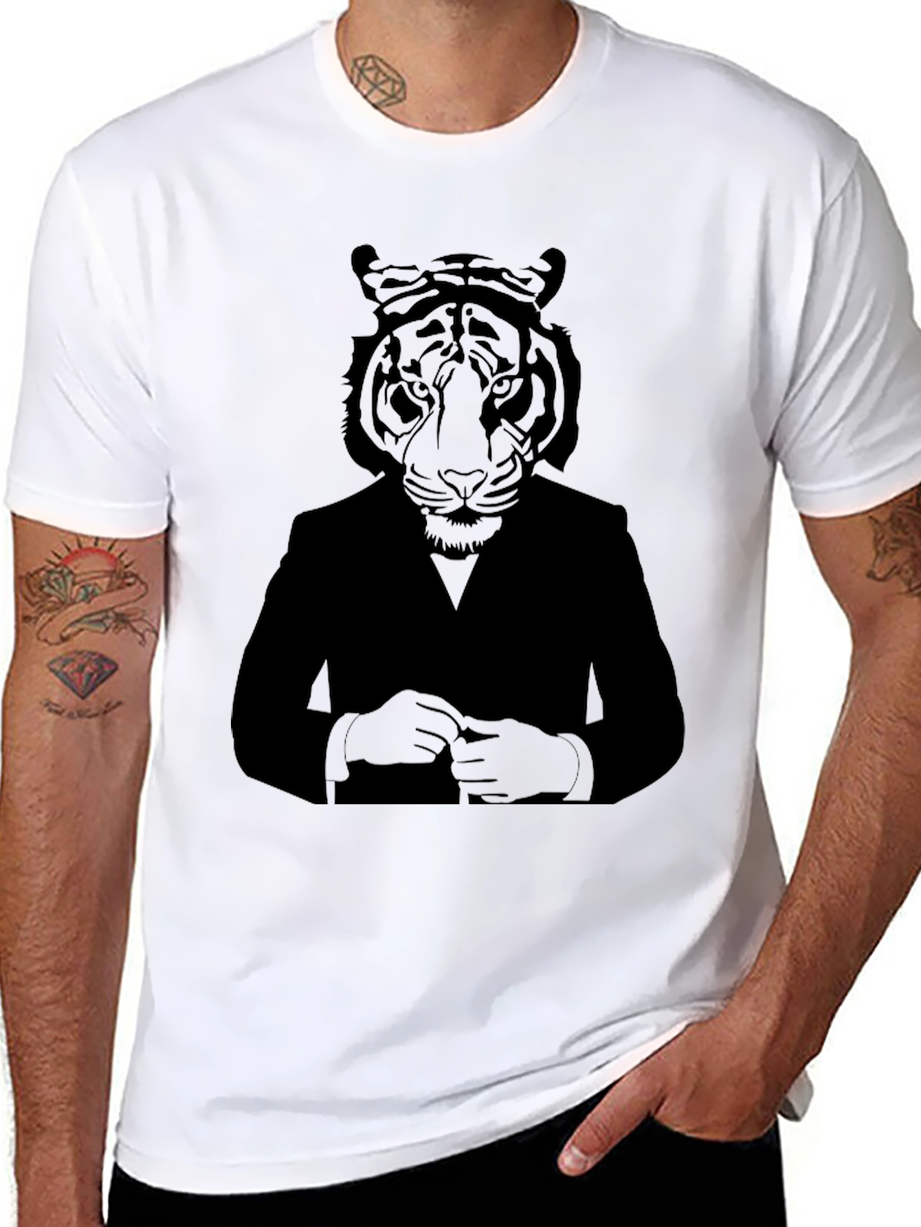 Tiger Suit Graphic T-Shirt - Cool Animal Design