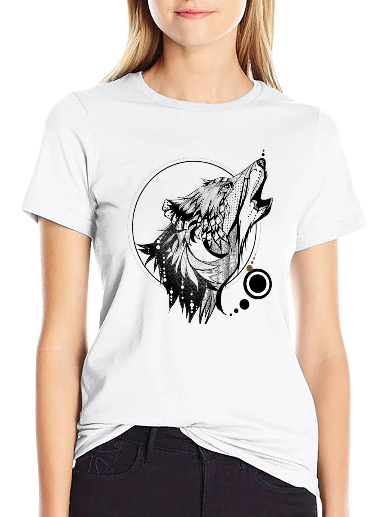 Wolf Graphic Black T-Shirt - Unique Design