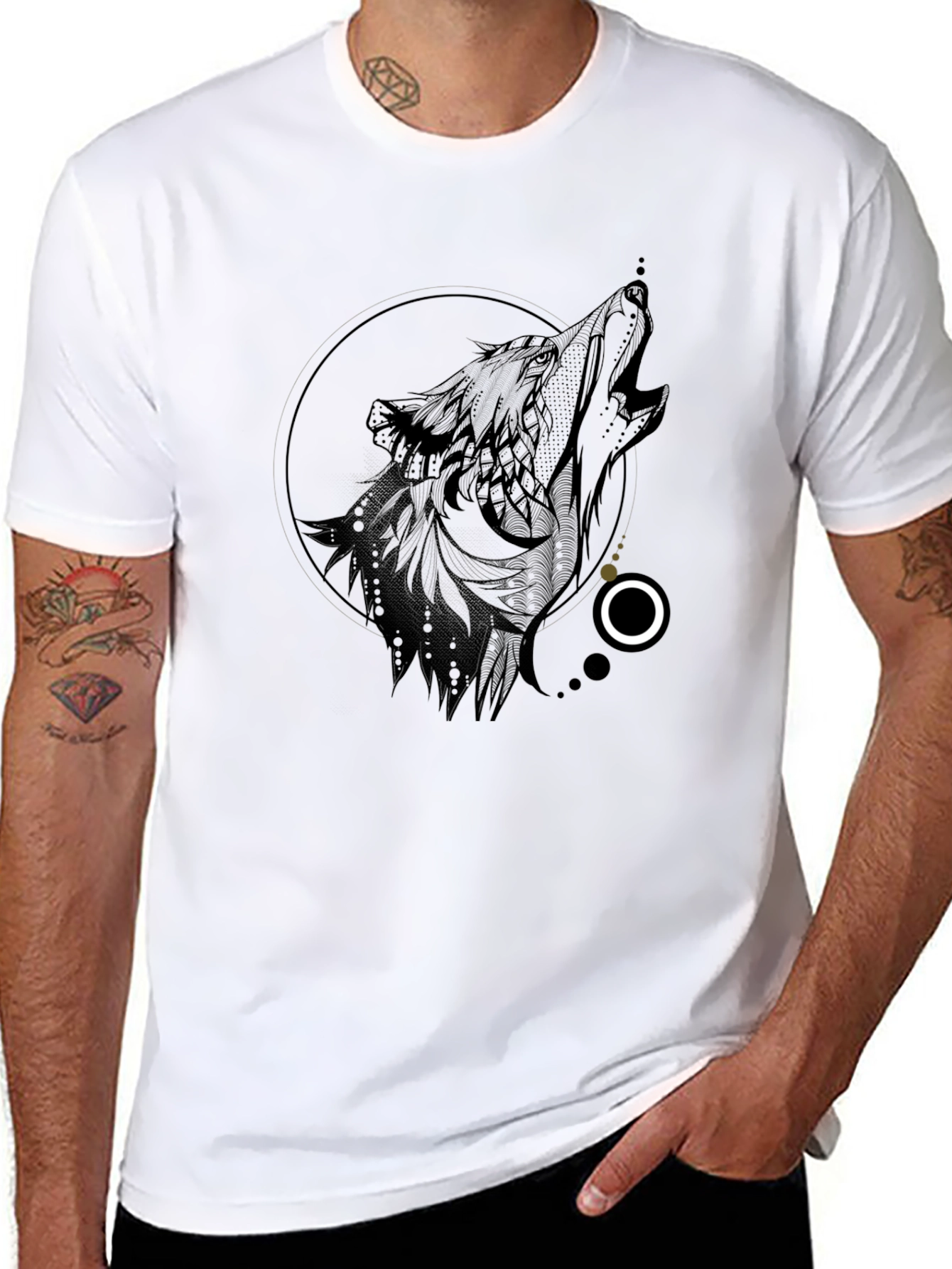 Wolf Graphic Black T-Shirt - Unique Design