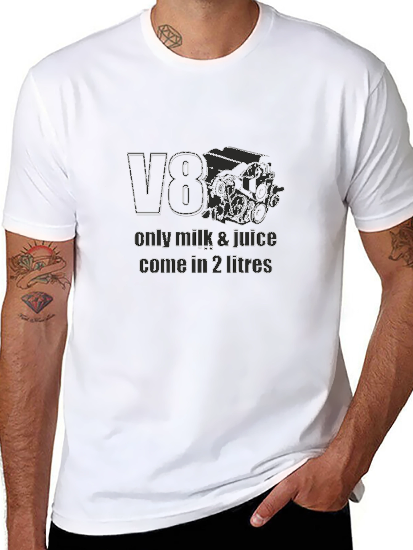 V8 Engine Graphic T-Shirt - Only Milk & Juice