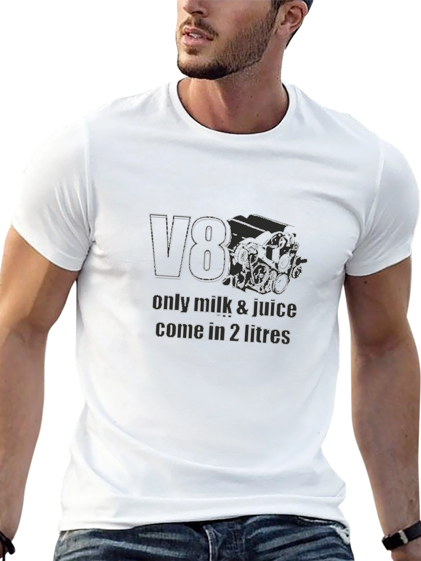 V8 Engine Graphic T-Shirt - Only Milk & Juice