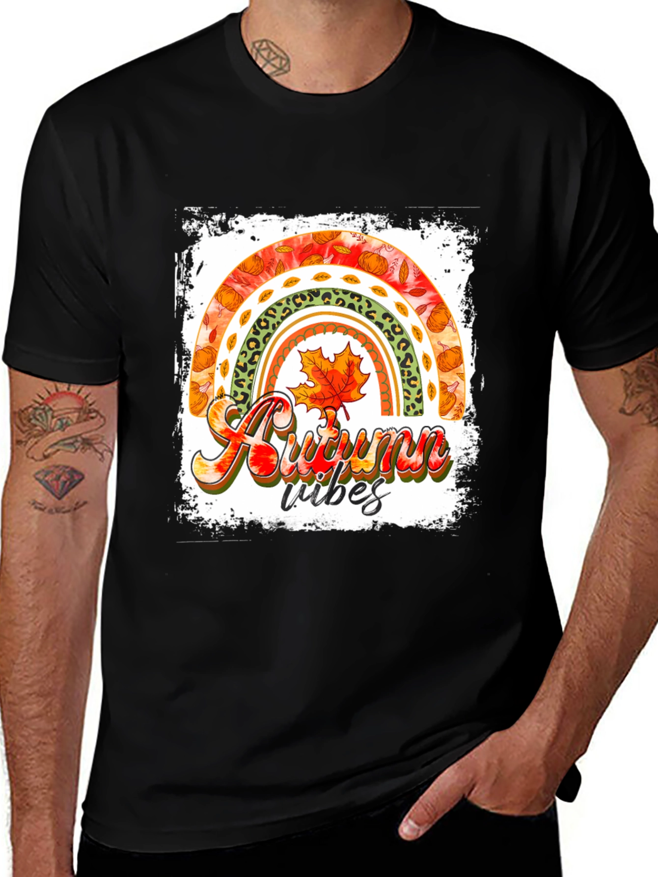 Autumn Vibes Rainbow Graphic Tee