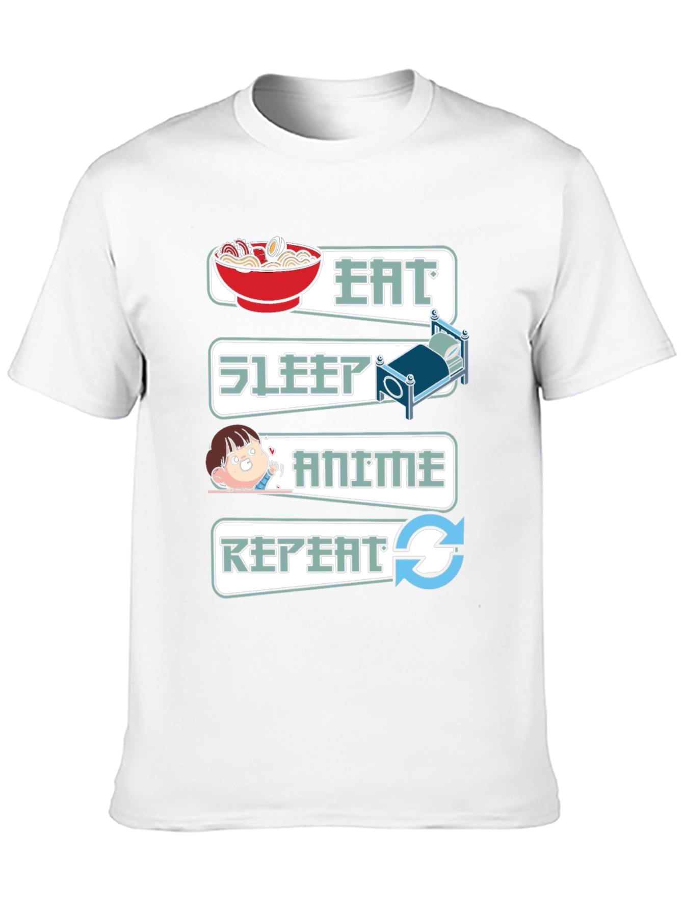 Eat Sleep Anime Repeat Graphic T-Shirt