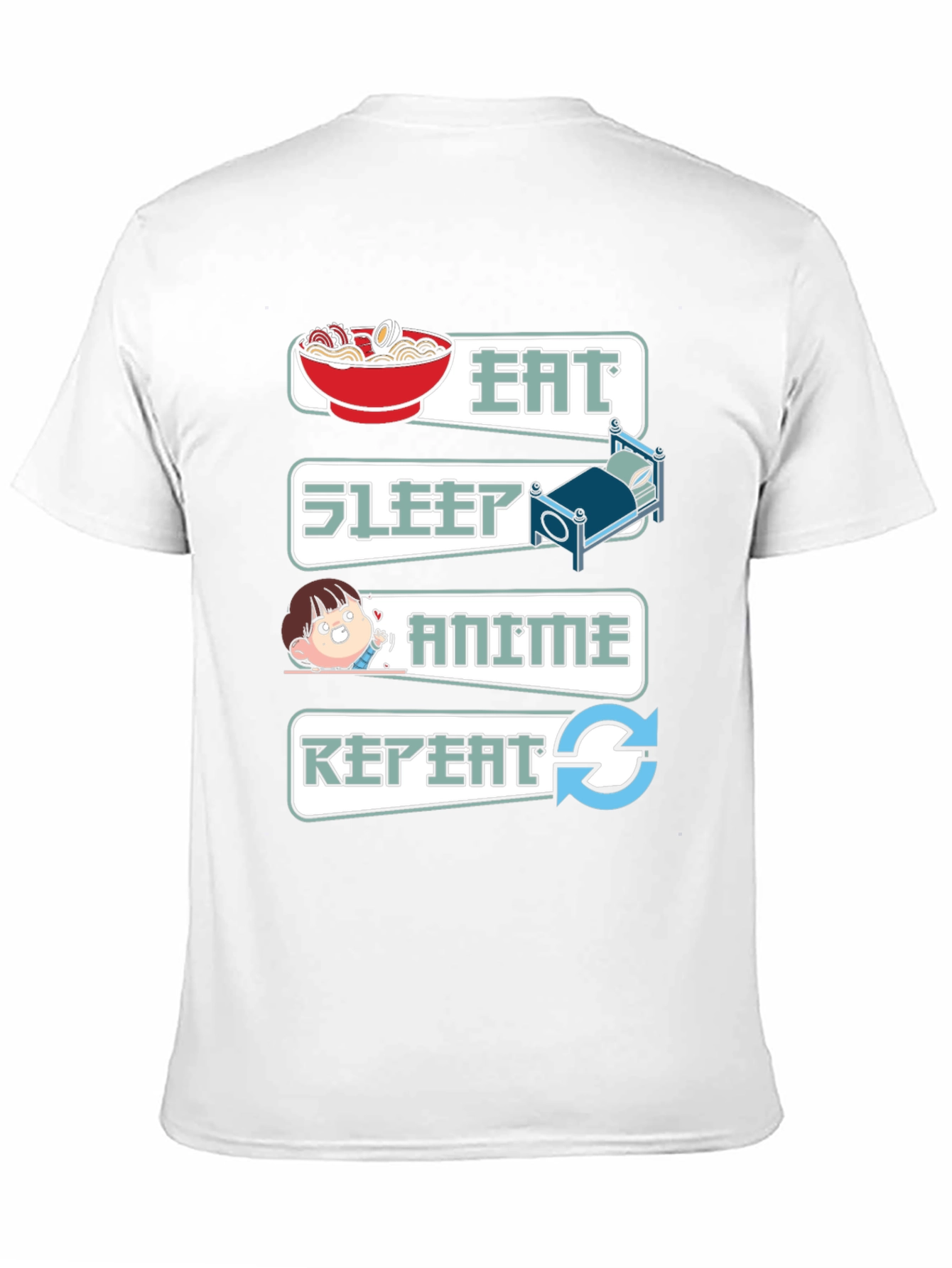 Eat Sleep Anime Repeat Graphic T-Shirt
