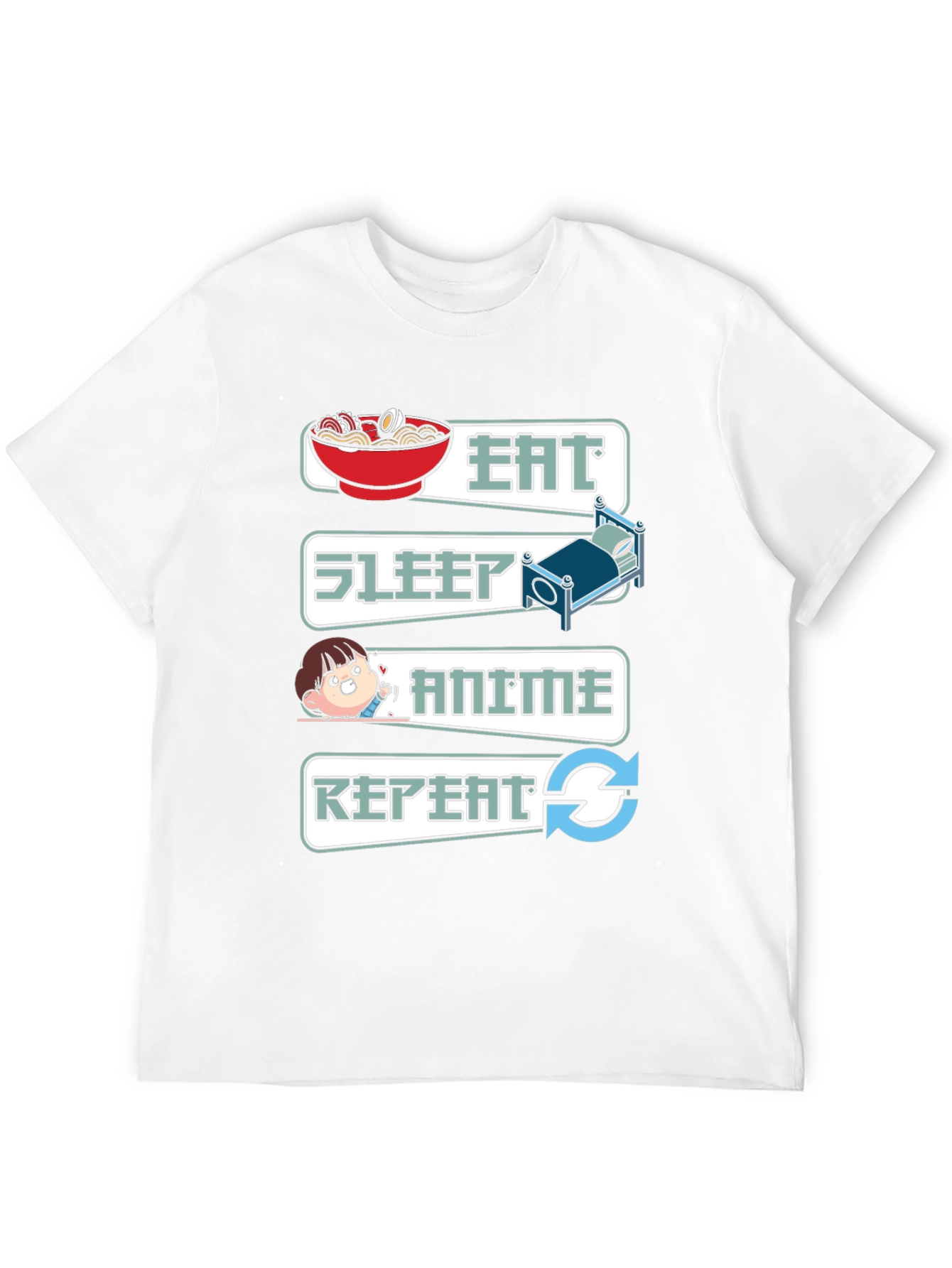 Eat Sleep Anime Repeat Graphic T-Shirt