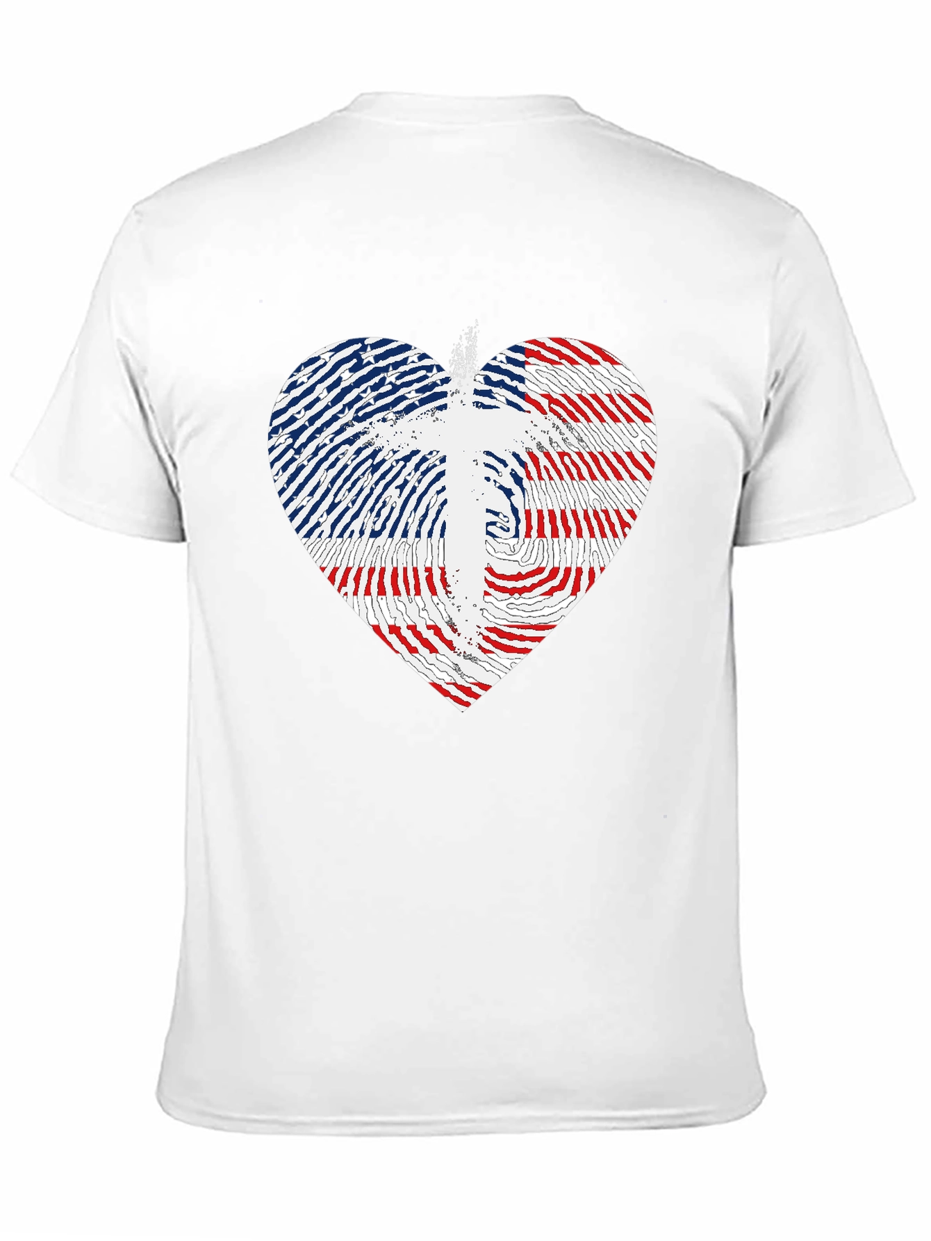 USA Flag Heart & Cross Graphic Black T-Shirt