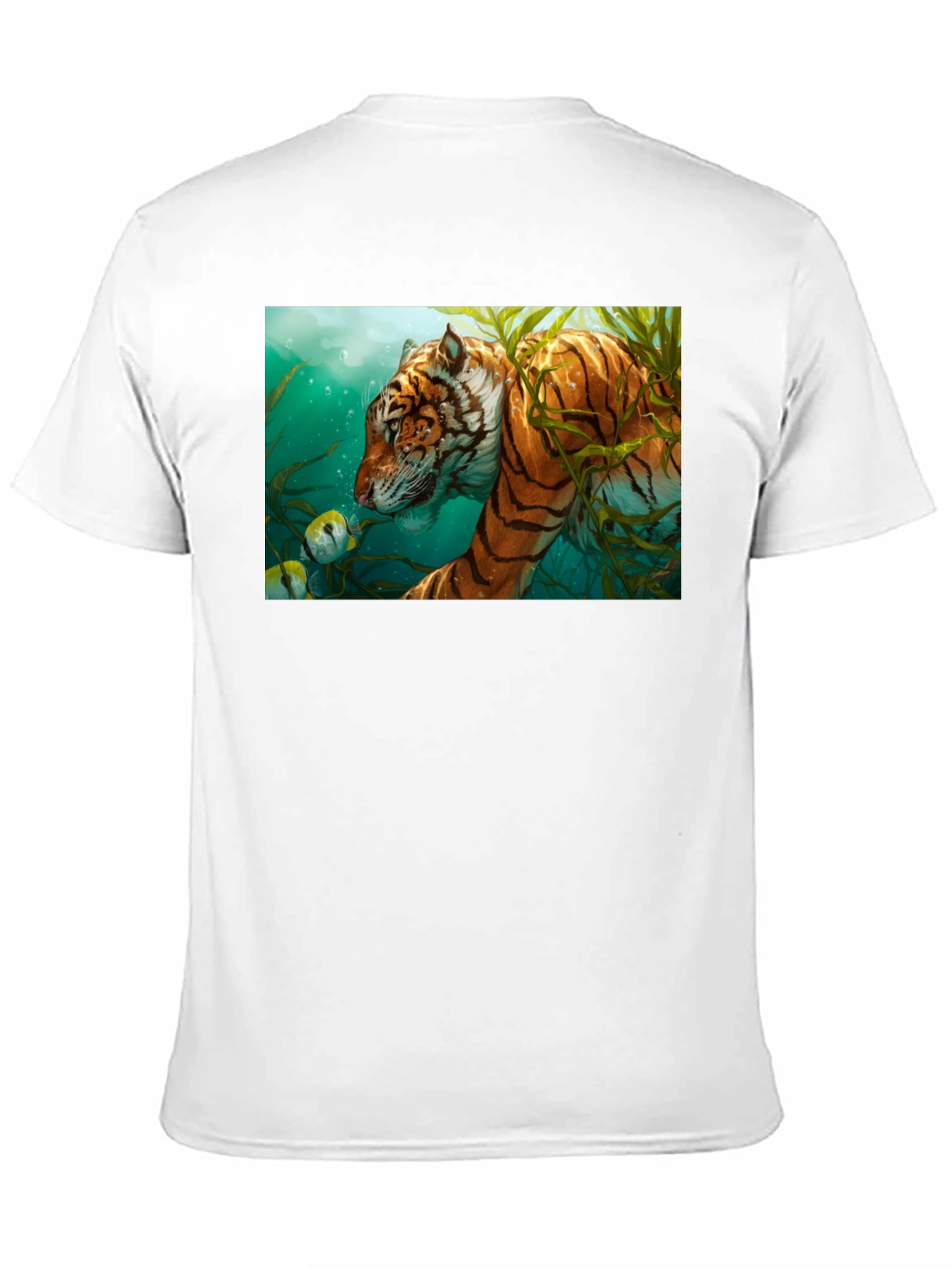 Underwater Tiger Graphic Tee - Black Cotton T-Shirt