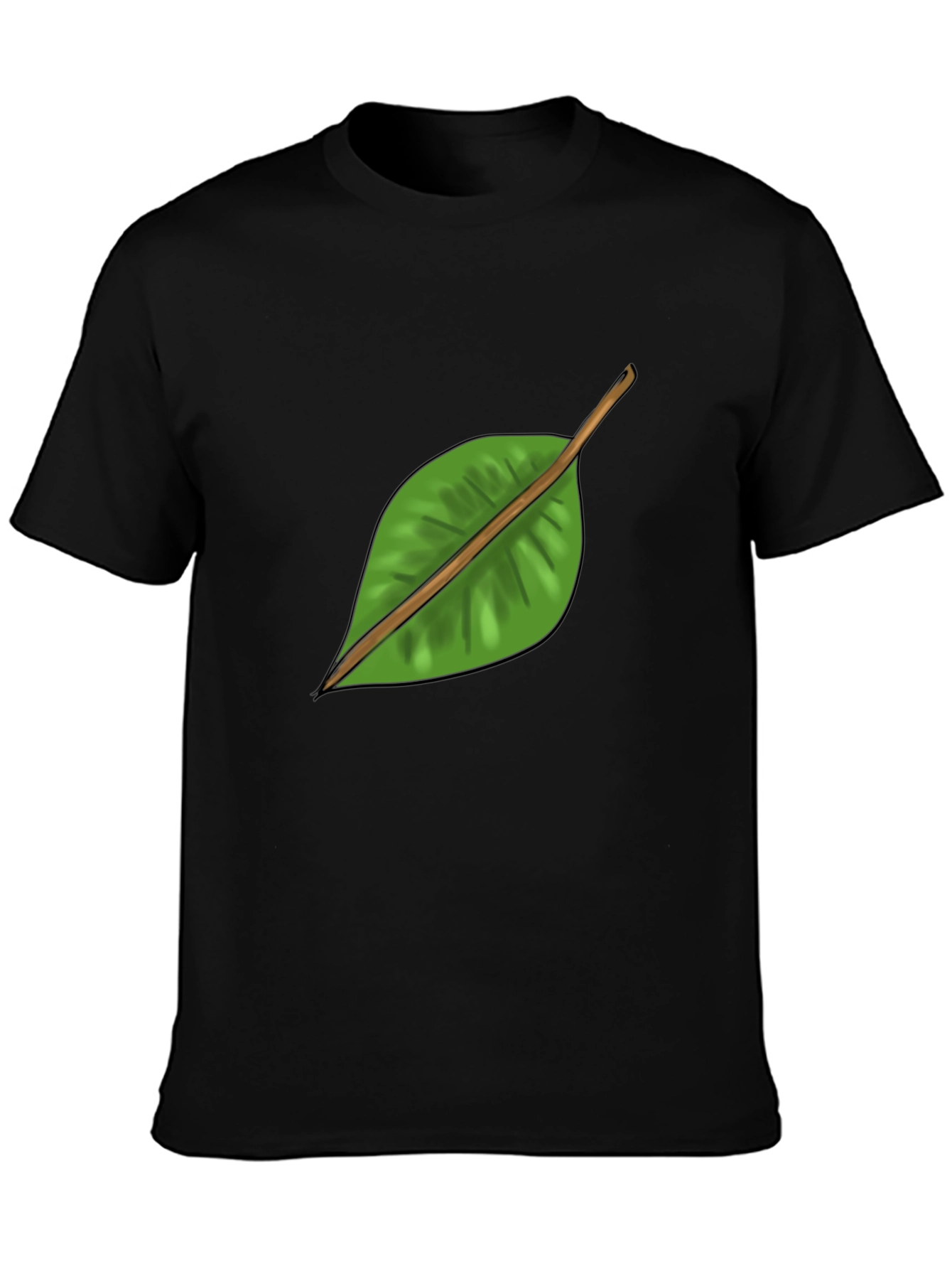 Leaf Graphic Black T-Shirt - Nature Inspired Casual Wear