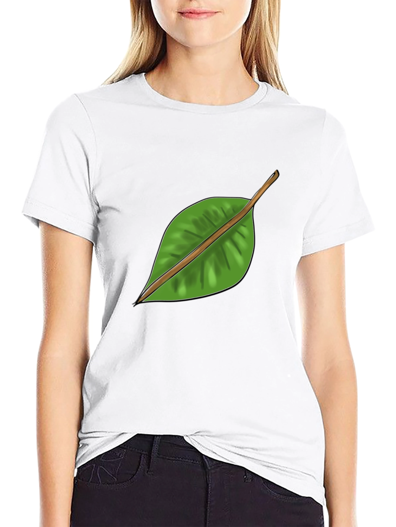Leaf Graphic Black T-Shirt - Nature Inspired Casual Wear