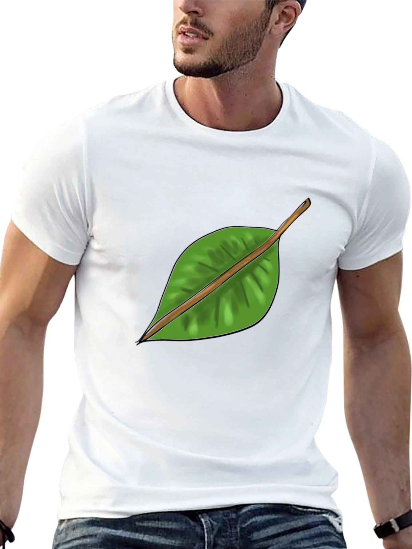 Leaf Graphic Black T-Shirt - Nature Inspired Casual Wear
