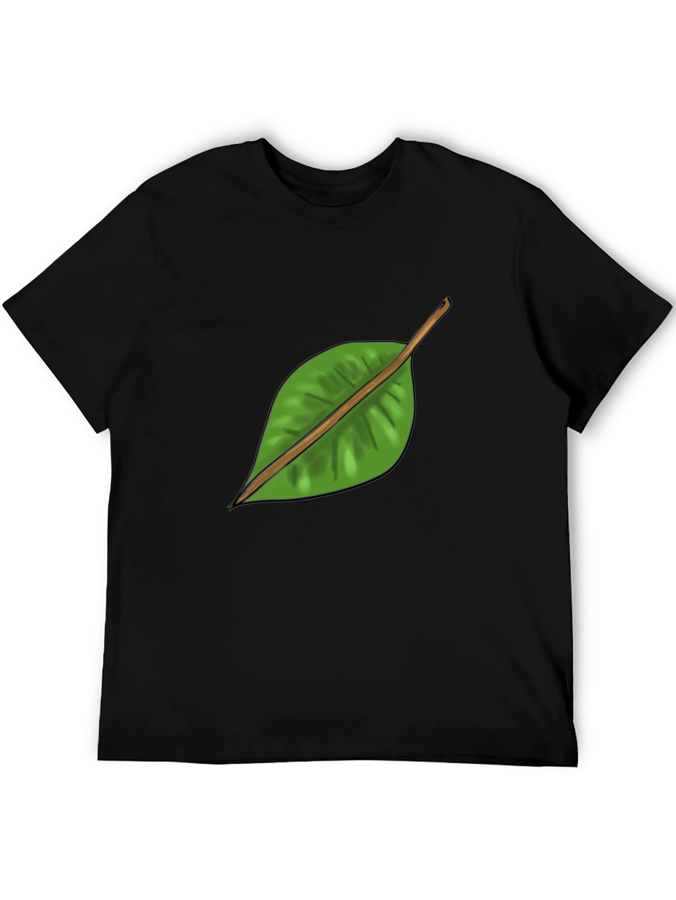 Leaf Graphic Black T-Shirt - Nature Inspired Casual Wear