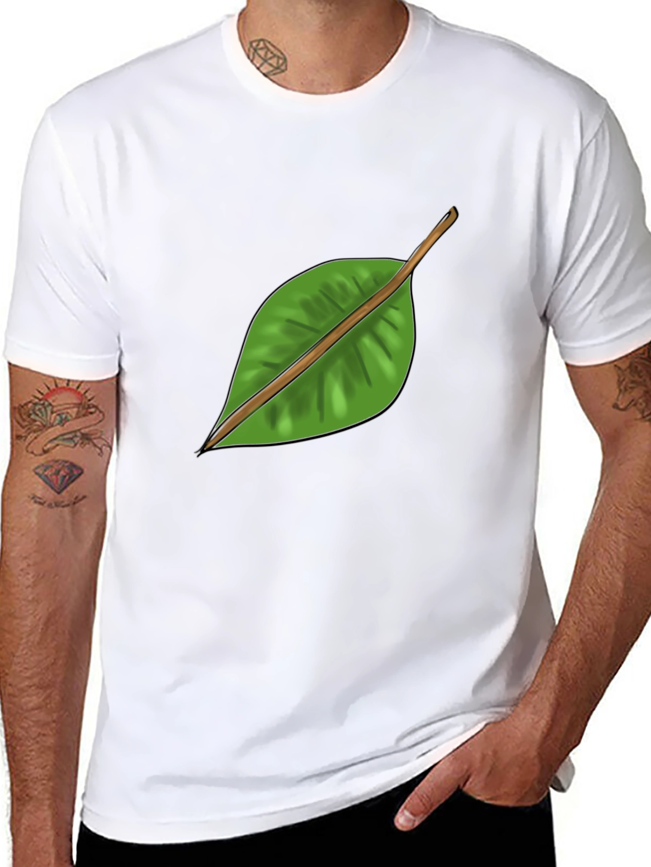 Leaf Graphic Black T-Shirt - Nature Inspired Casual Wear