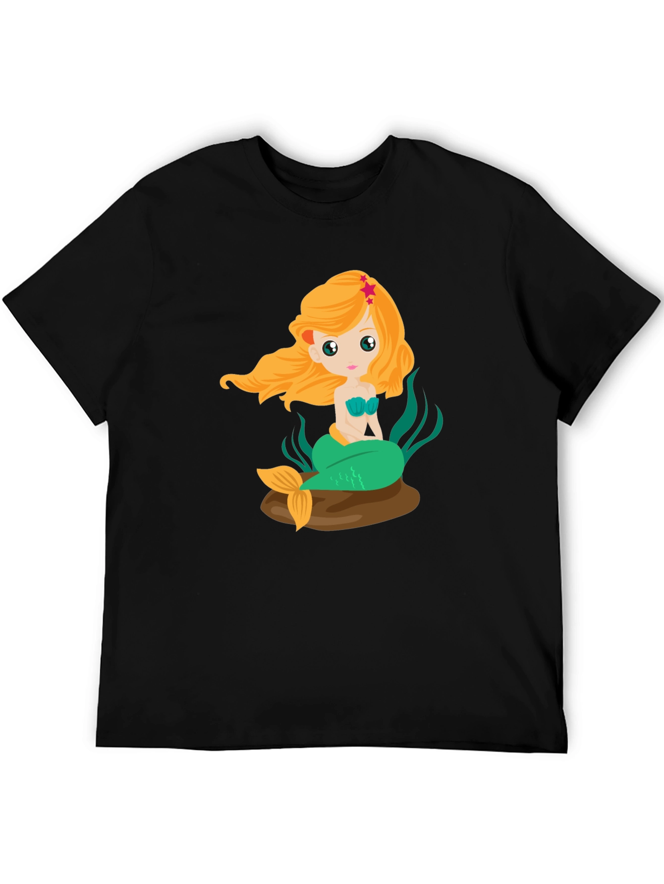 Mermaid Graphic Tee - Black Cotton Blend