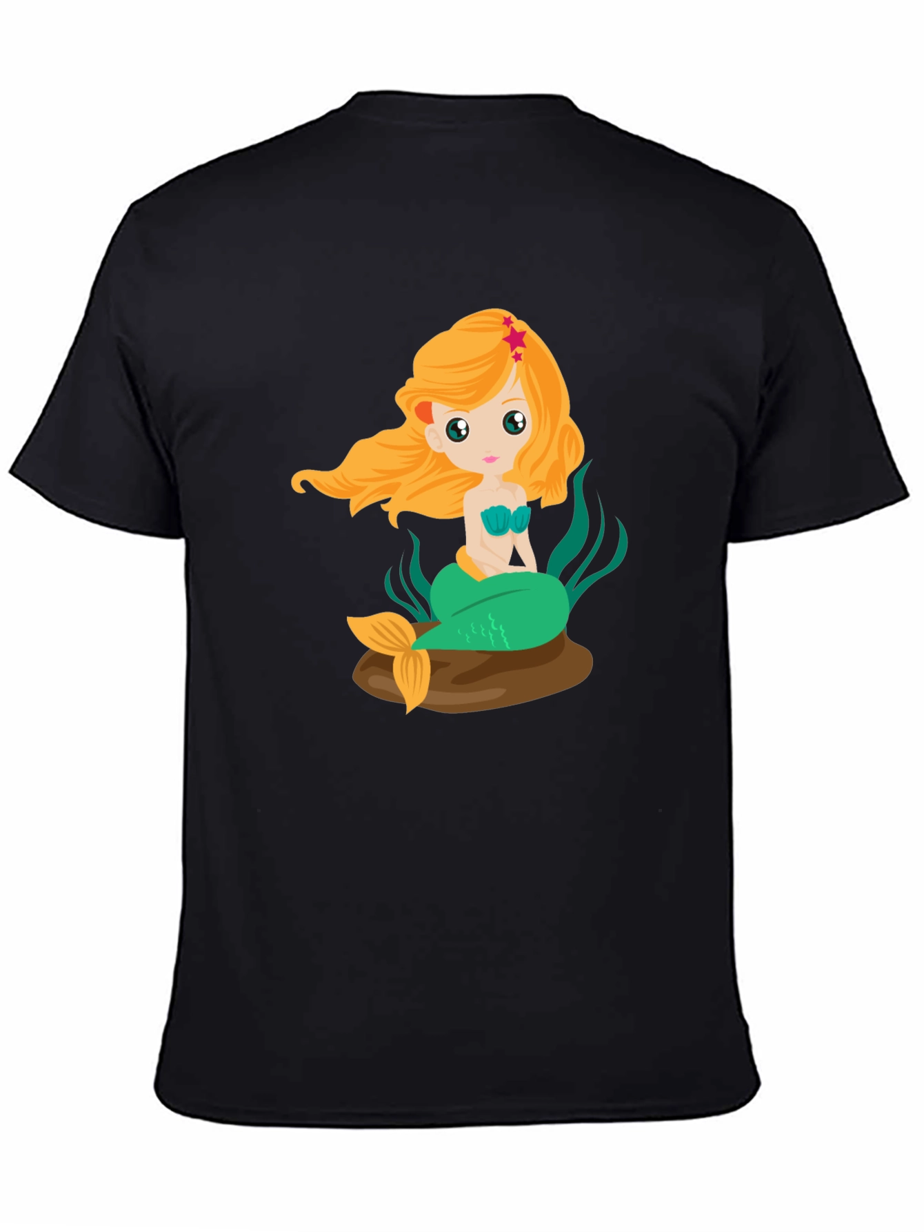 Mermaid Graphic Tee - Black Cotton Blend