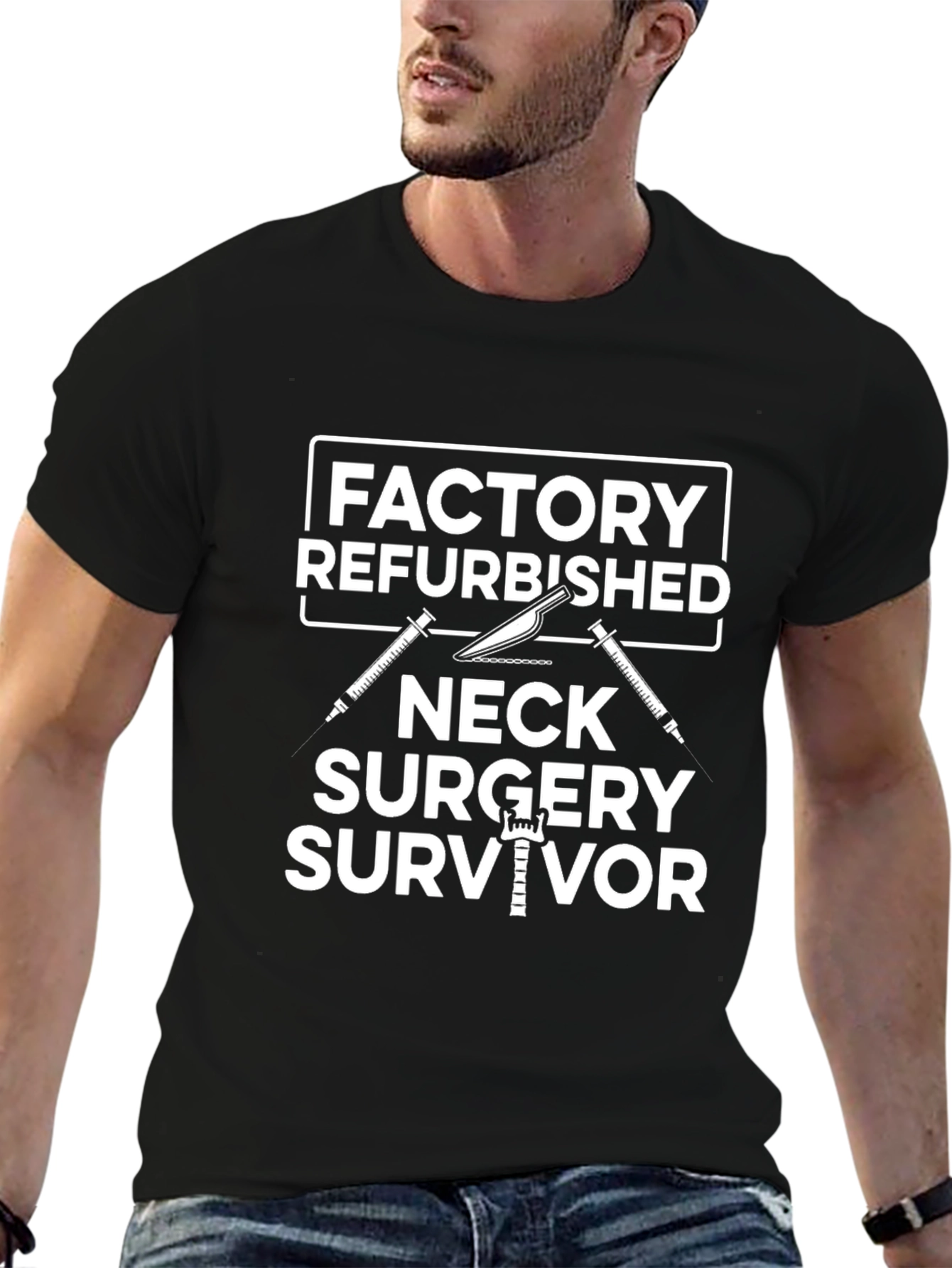 Neck Surgery Survivor Novelty Graphic Tee