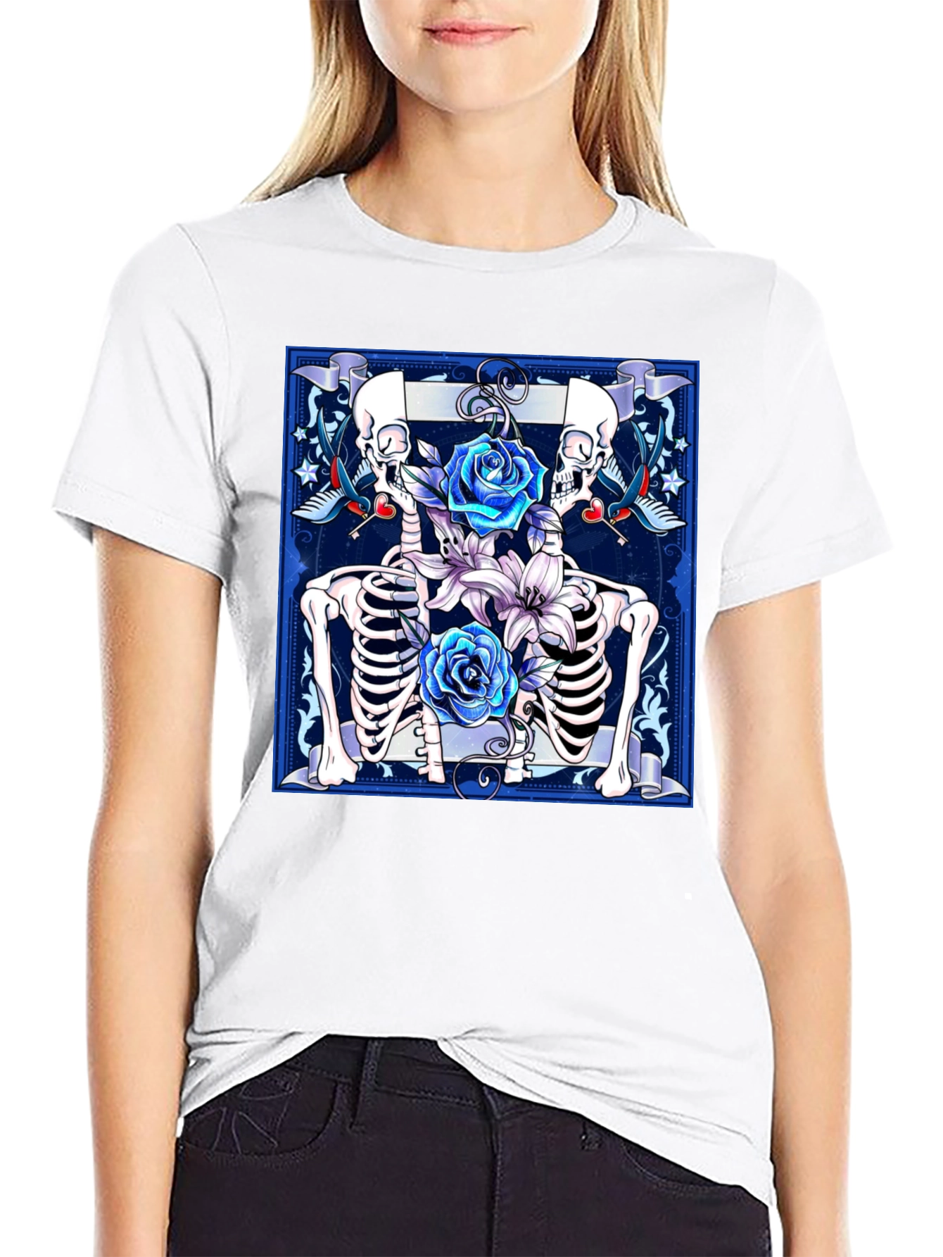 Skeleton Roses Graphic Tee