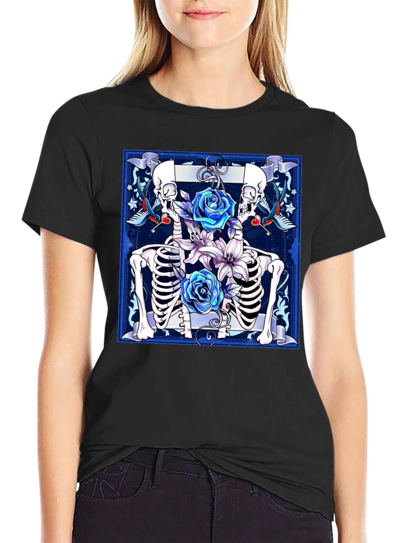 Skeleton Roses Graphic Tee