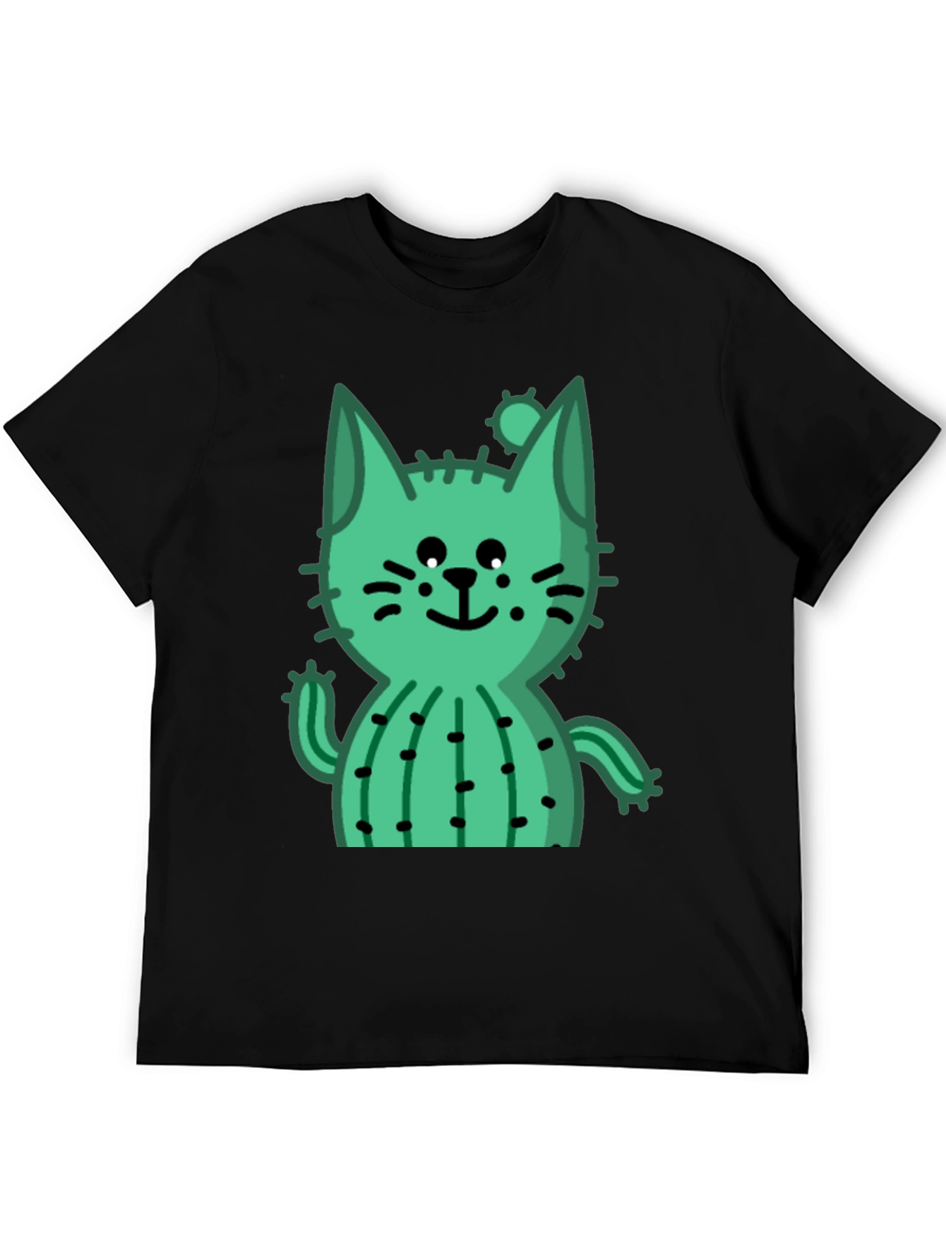 Cactus Cat Black T-Shirt - Trendy and Unique