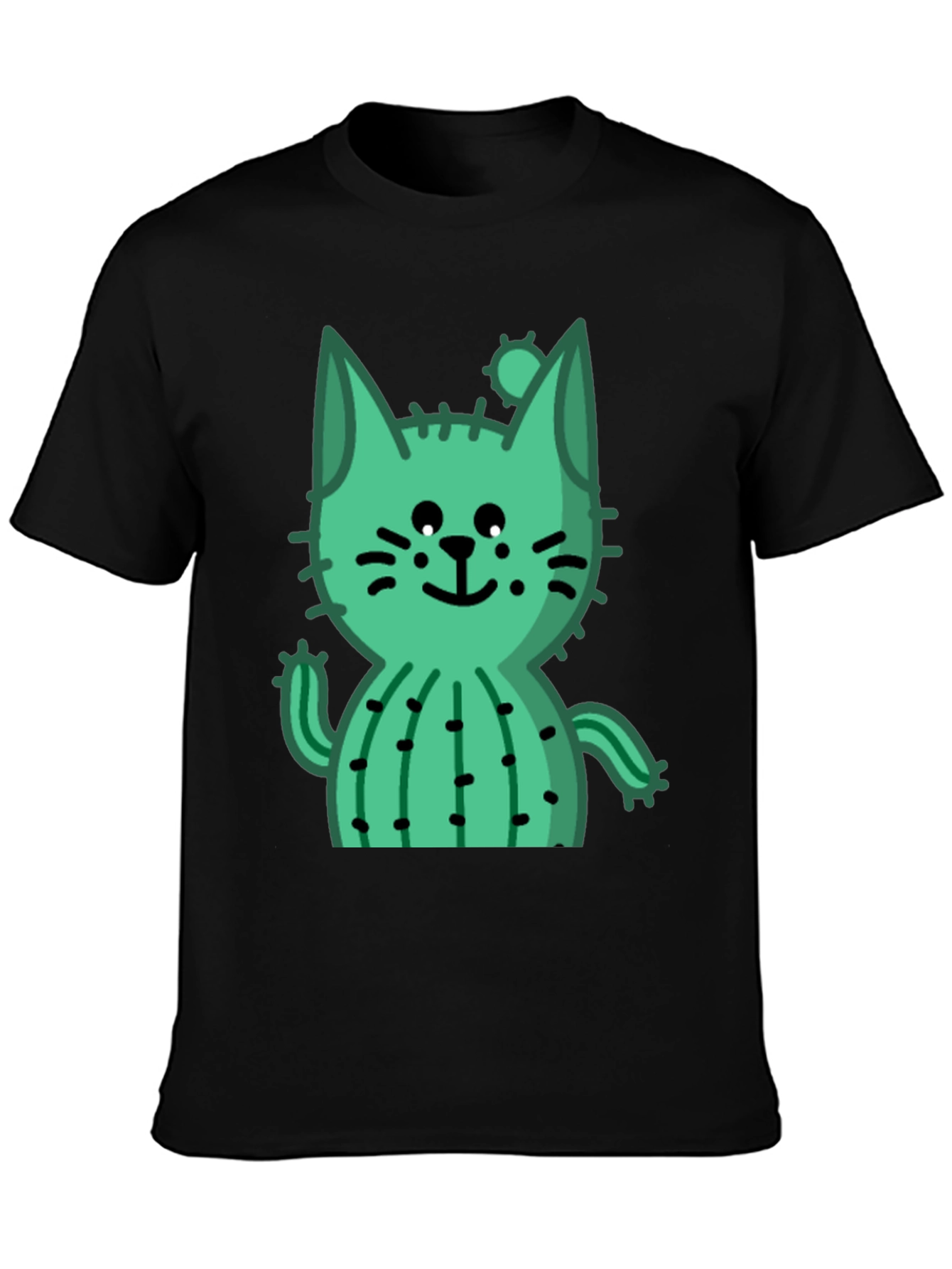 Cactus Cat Black T-Shirt - Trendy and Unique