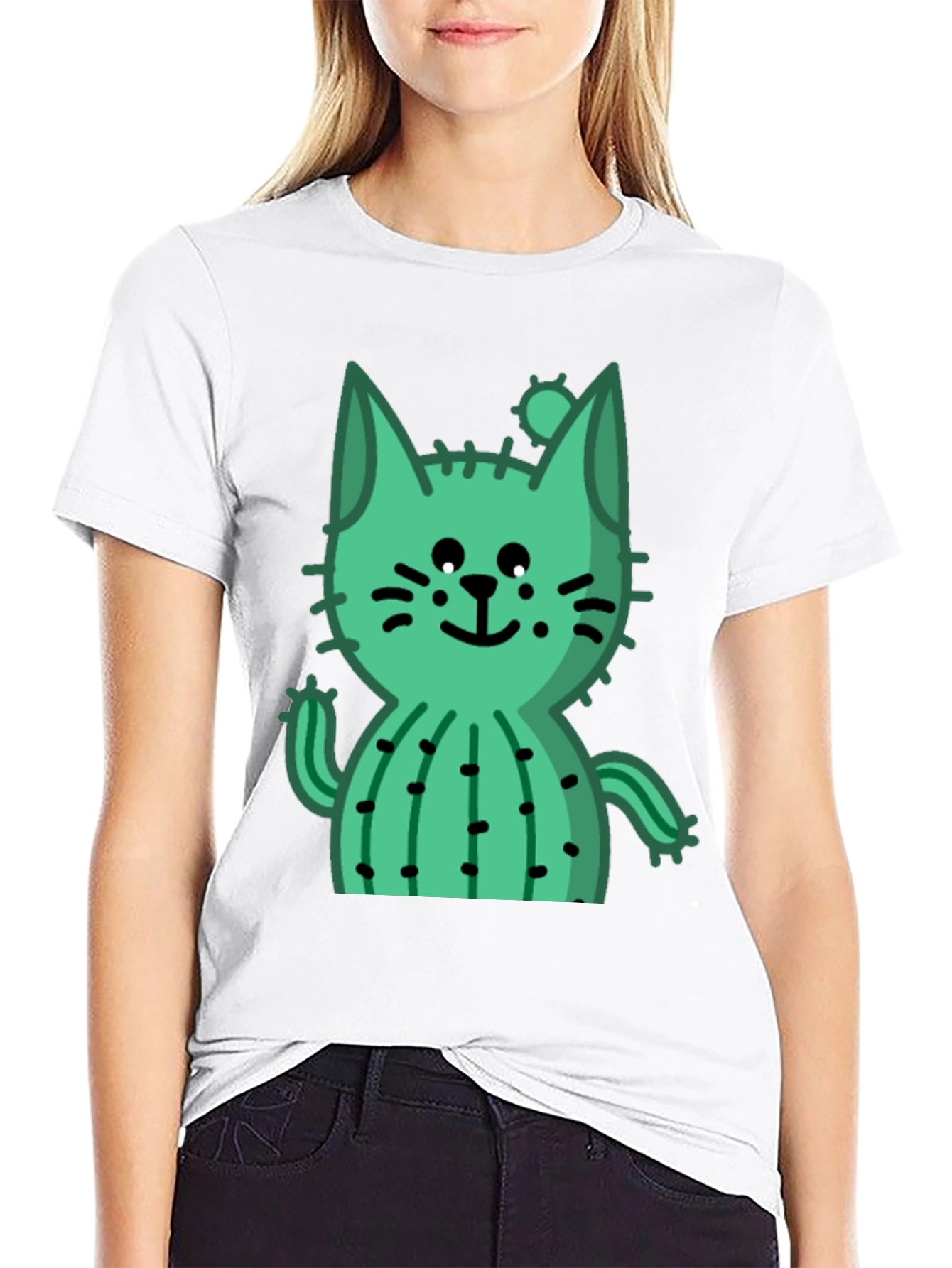 Cactus Cat Black T-Shirt - Trendy and Unique